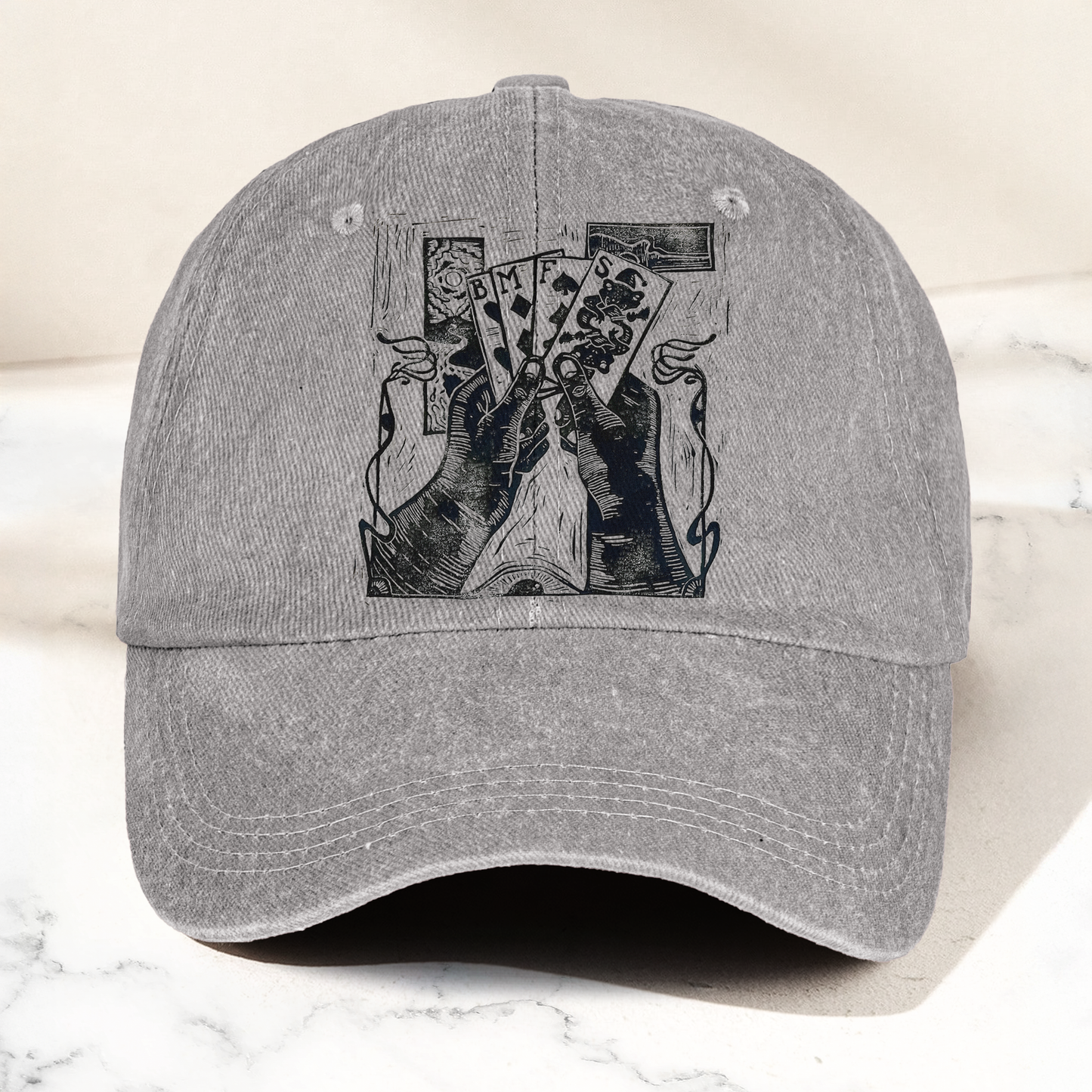 Billy Strings BMFS Playing Cards Woodcut Graphic Music Merch Denim Cap – Retro Vintage Dad Cap Gift For Dad (With Box)