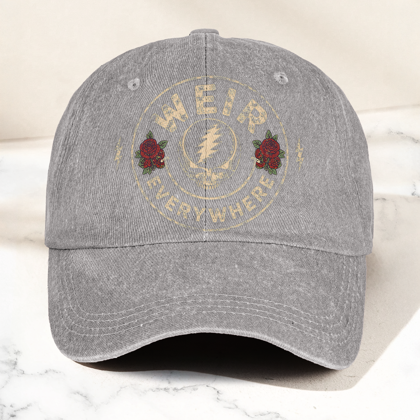 Grateful Dead Weir Everywhere Steal Your Face Bob Weir Denim Cap – Retro Vintage Dad Cap Gift For Dad (With Box)