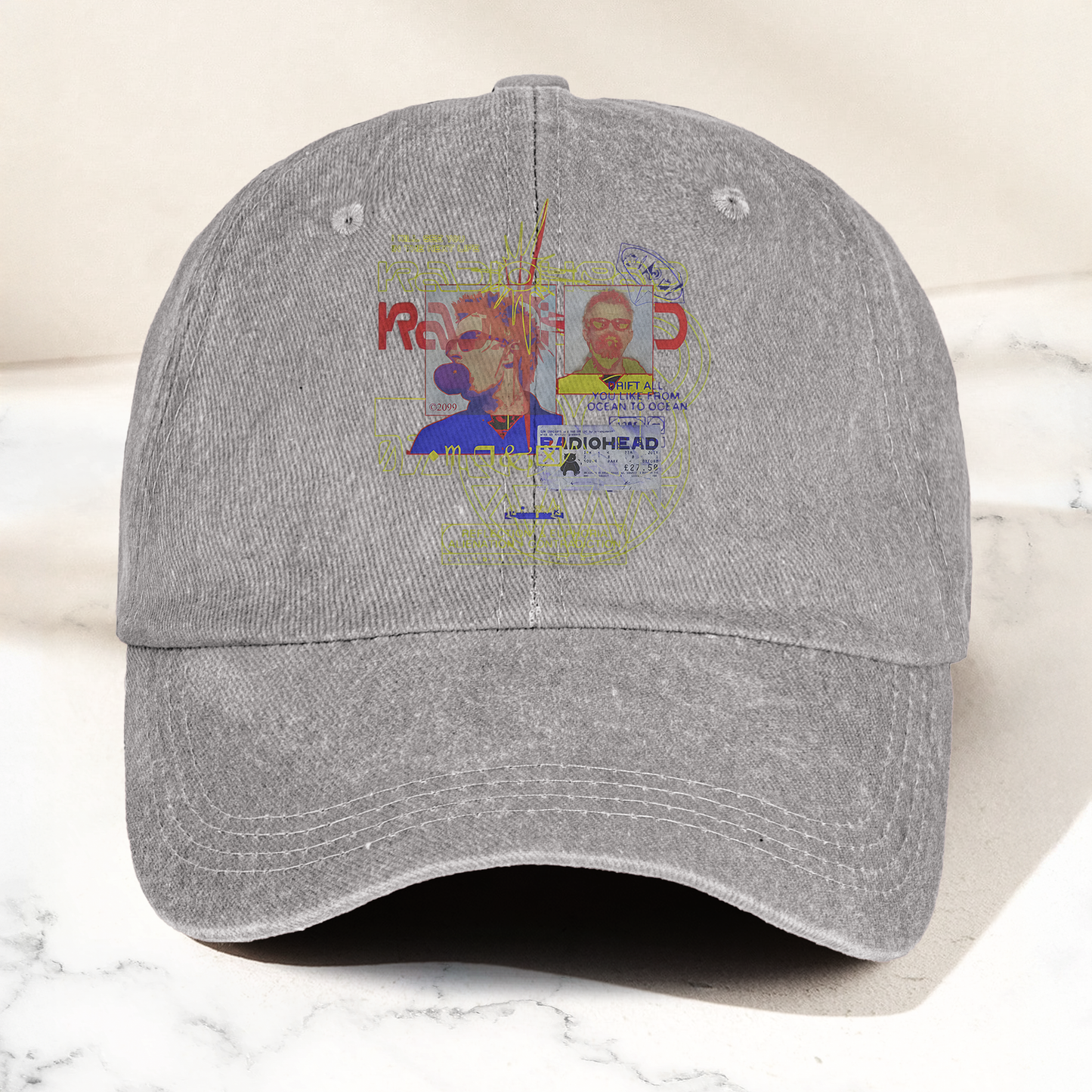 Radiohead 90s Rock Band Graphic Denim Cap – Retro Music Fan Cap Gift For Dad (With Box)