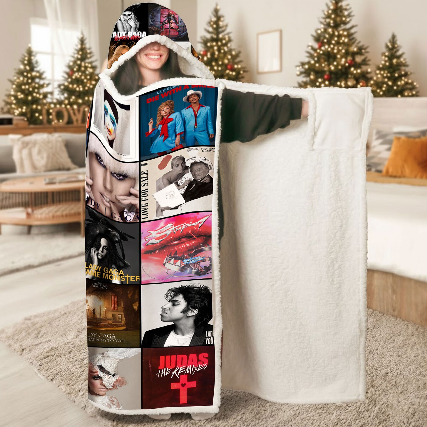Lady Gaga Wearable Hooded Blanket – A Cozy Wrap of Pop Brilliance & Iconic Artistry