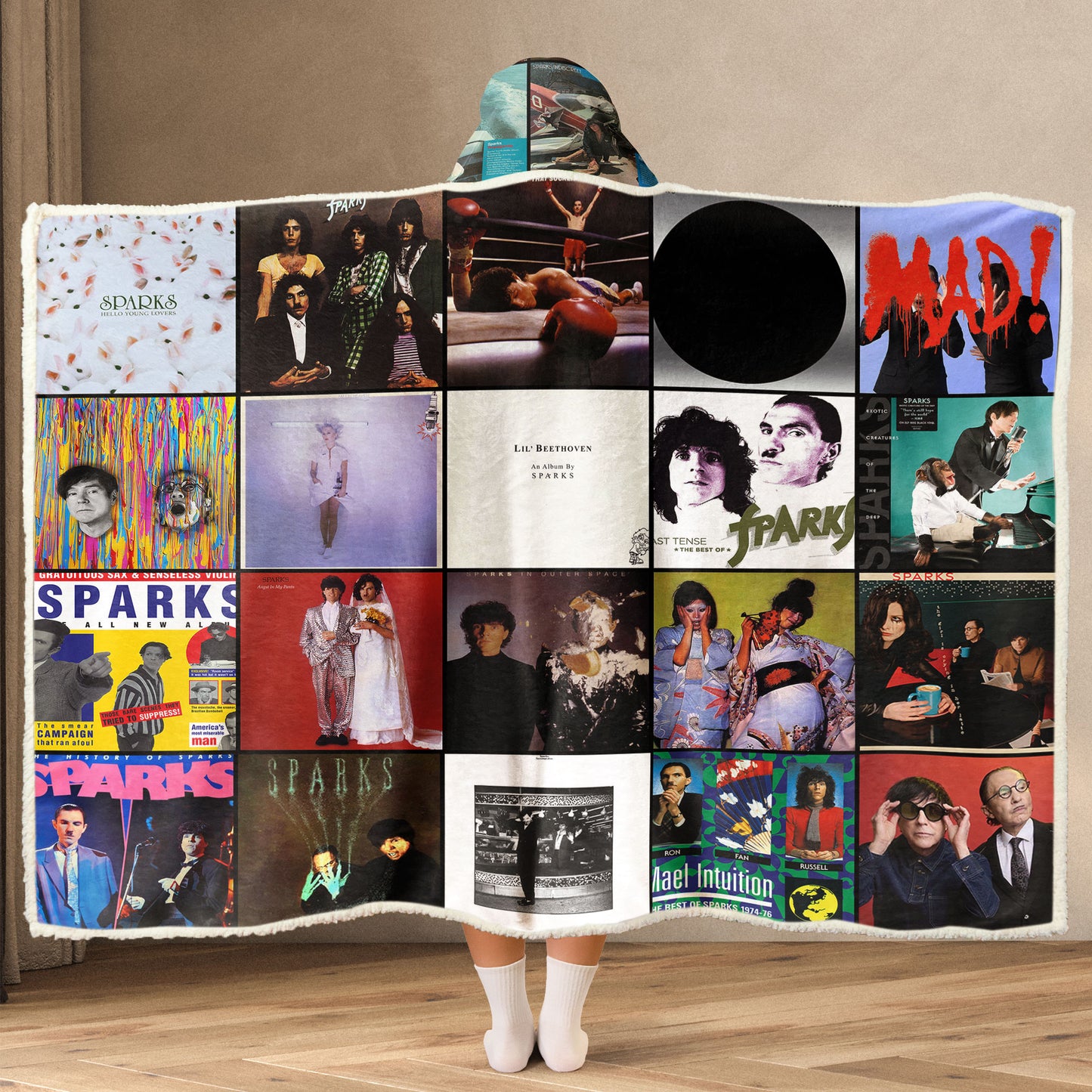 Sparks Wearable Hooded Blanket – A Cozy Wrap of Quirky Glam-Pop Genius