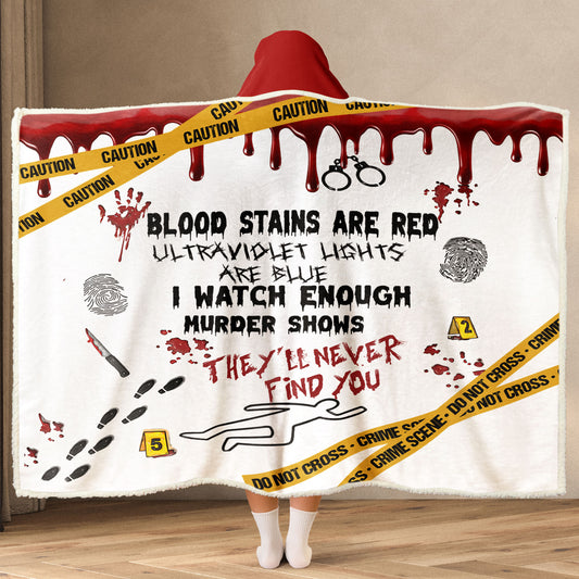 True Crime Wearable Hooded Blanket – “Blood Stains Are Red” Edition 🔍🩸