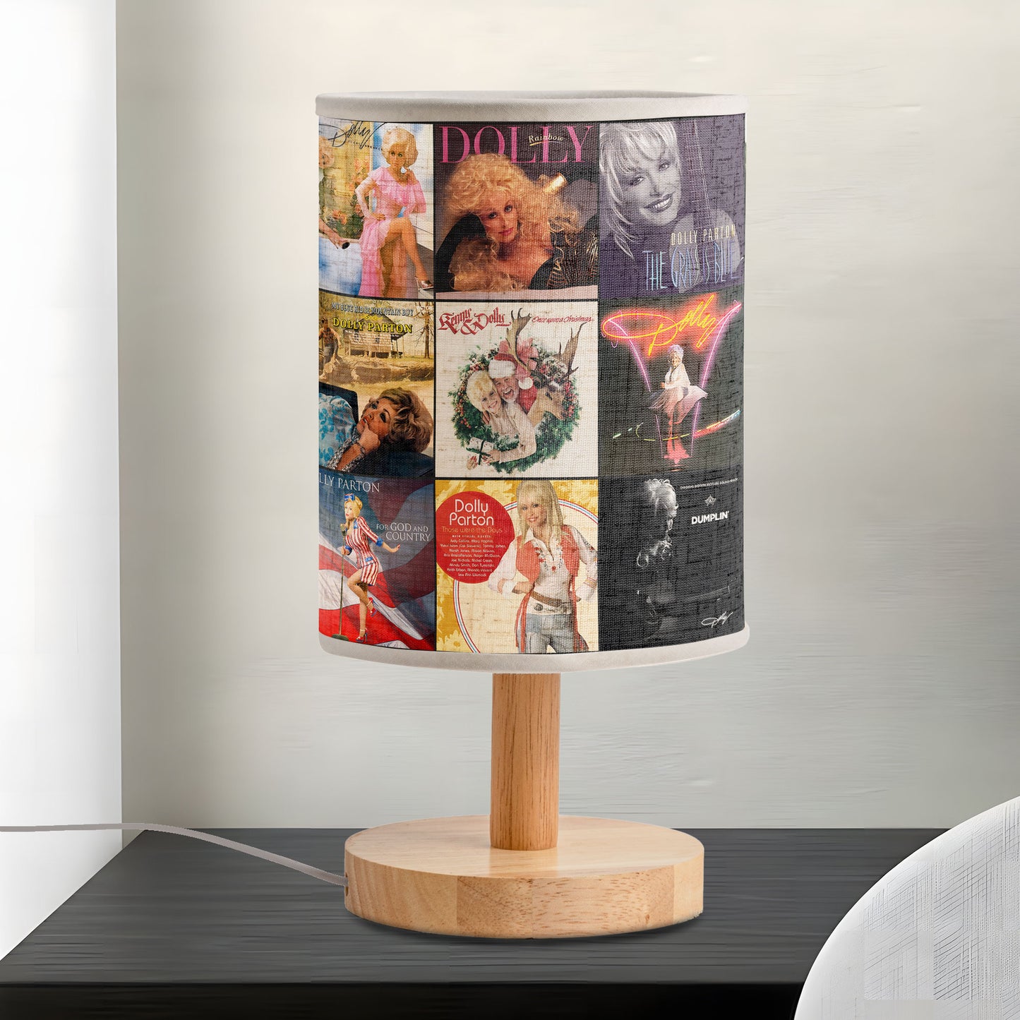 Dolly Parton Album Collage Lamp – Country Music Nostalgia Home Decor
