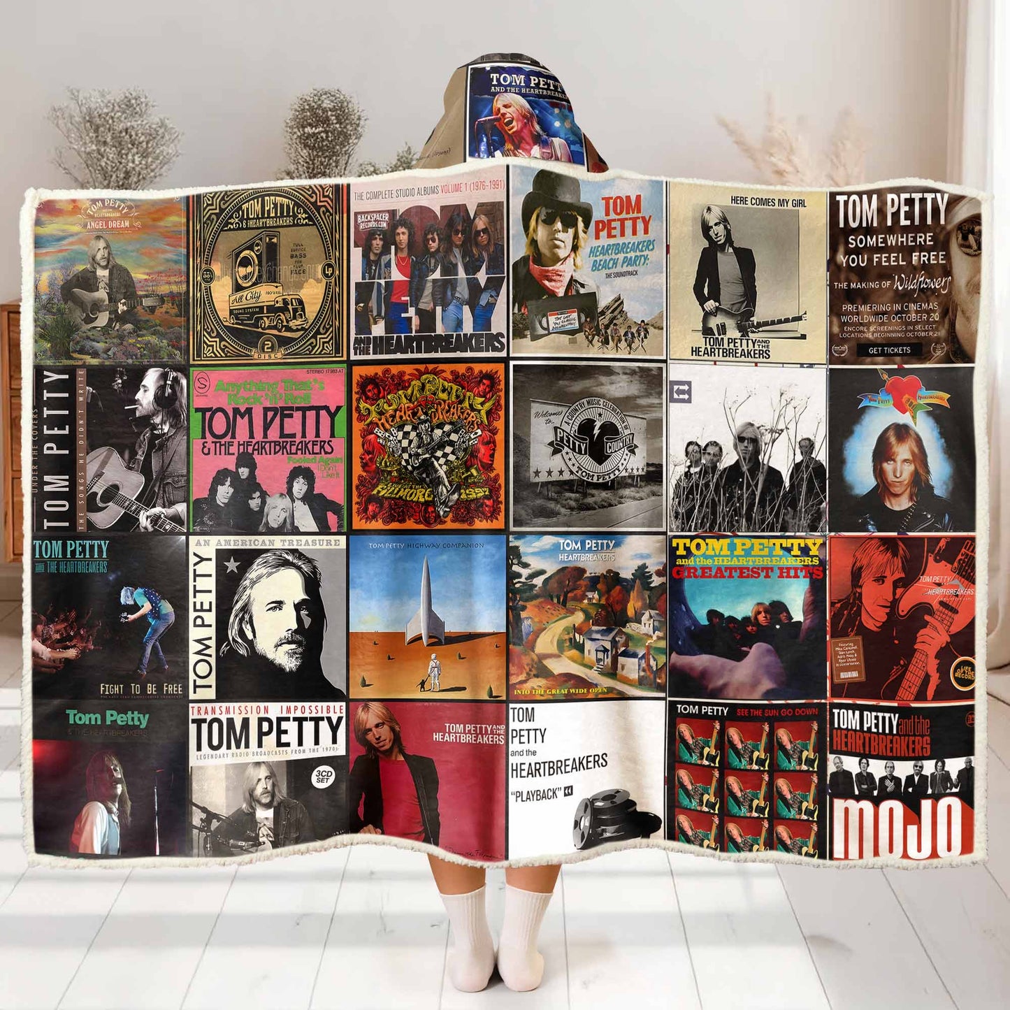 Tom Petty Albums Wearable Blanket Hoodie – Cozy Tribute to Rock Legends