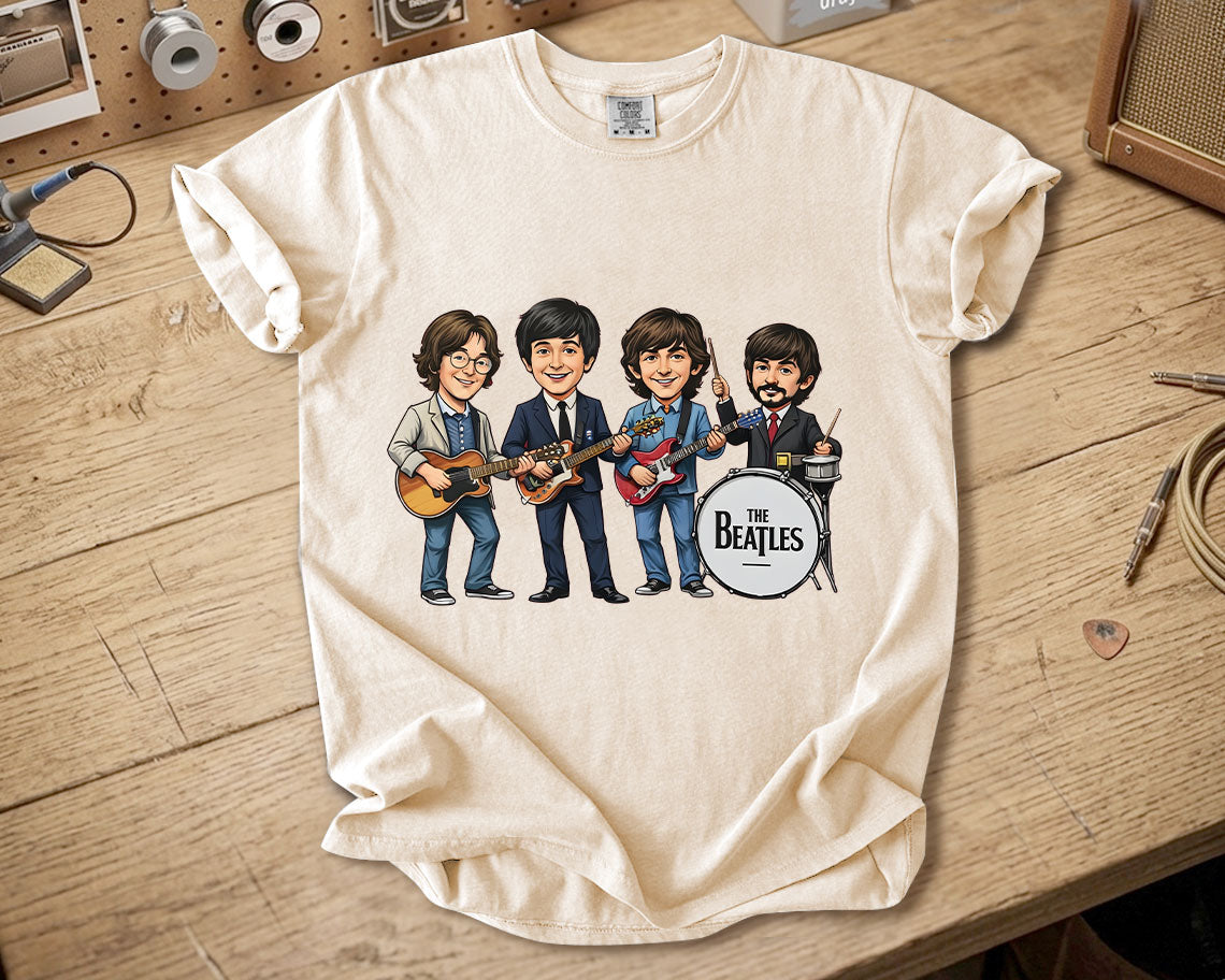 The Beatles Band Members Comfort Colors Tee – John Lennon Paul McCartney George Harrison Ringo Starr Classic Rock Tribute Shirt