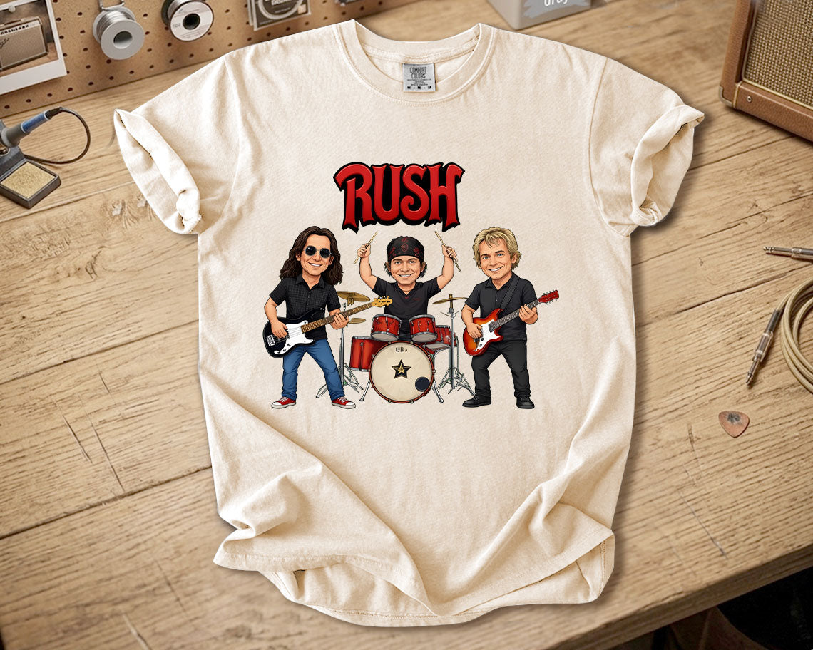 Rush Comfort Colors Tee – Geddy Lee Neil Peart Alex Lifeson Band Members Tribute Shirt
