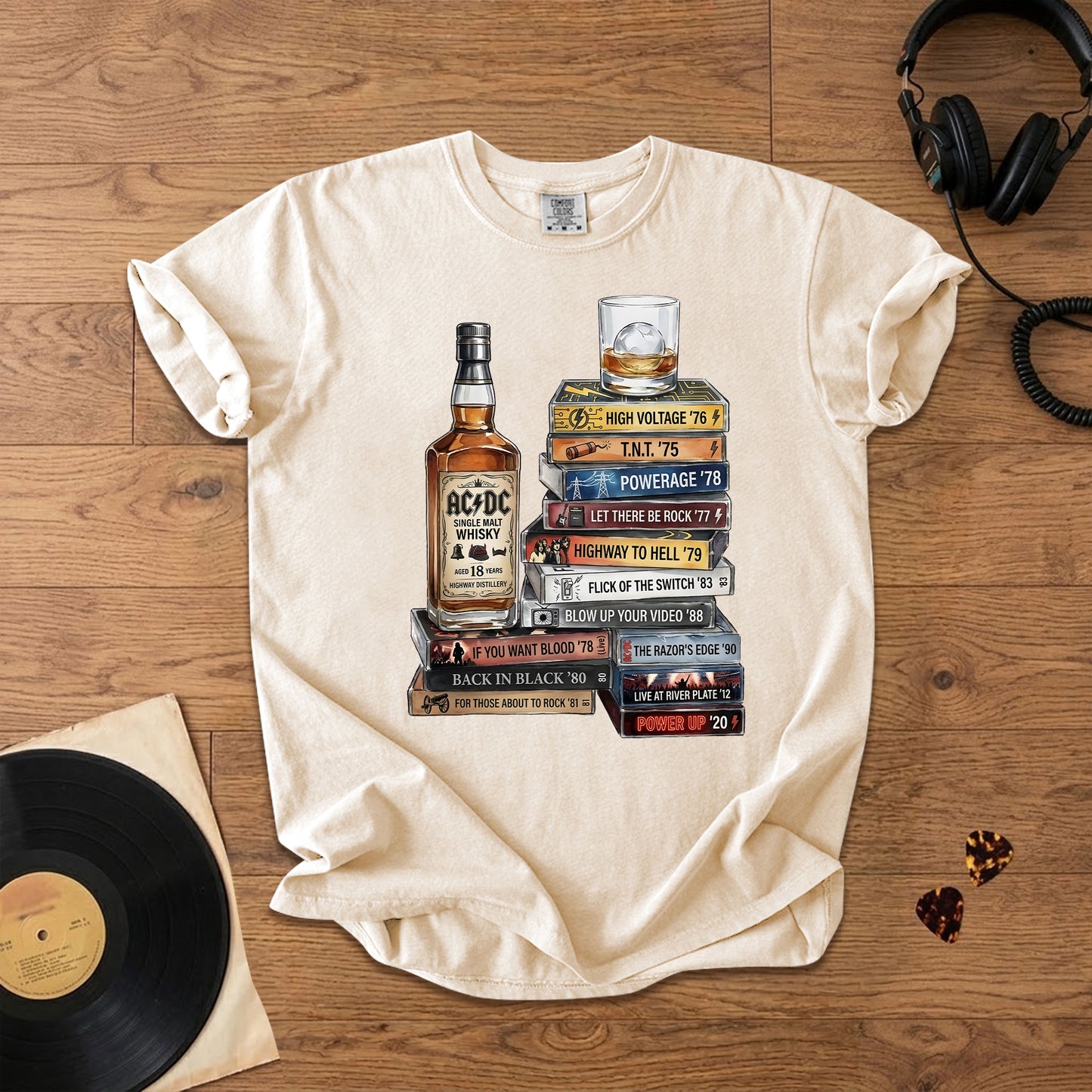 ACDC Cassette Album Collection T-Shirt – Retro Rock Music ACDC Merch Tee