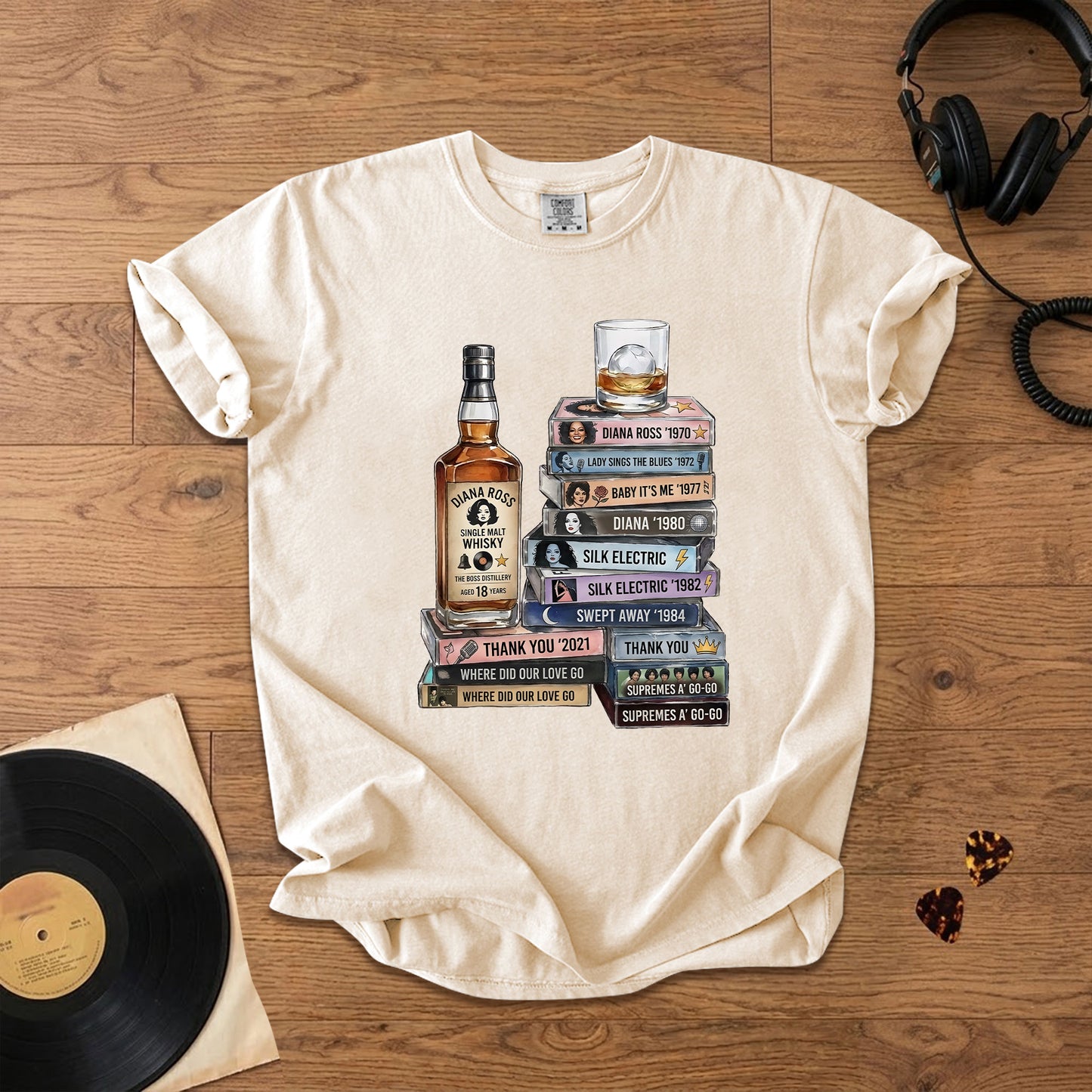 Diana Ross Cassette Album Collection T-Shirt – Retro Rock Music Diana Ross Merch Tee