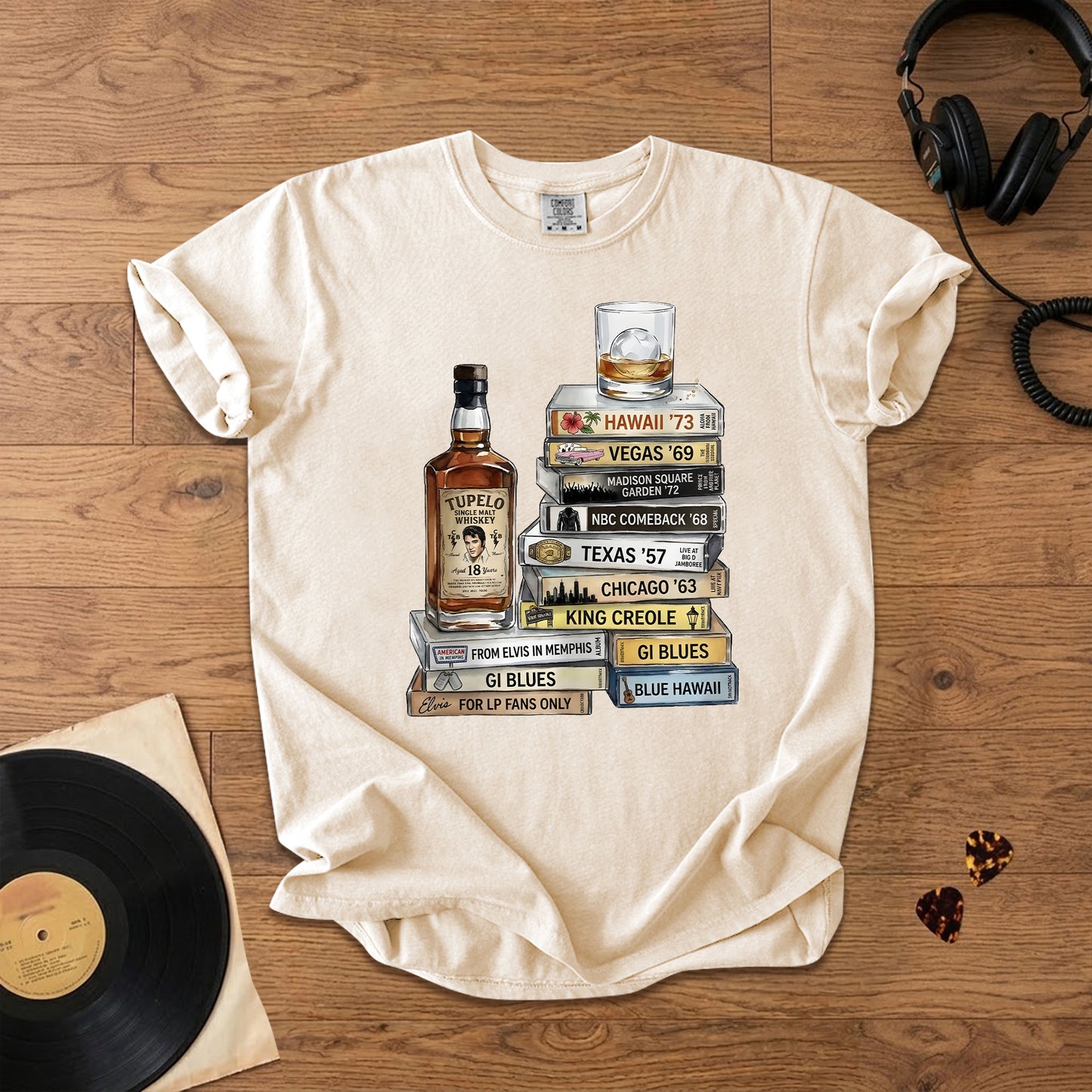 Elvis Presley Cassette Album Collection T-Shirt – Retro Rock Music Elvis Presley Merch Tee