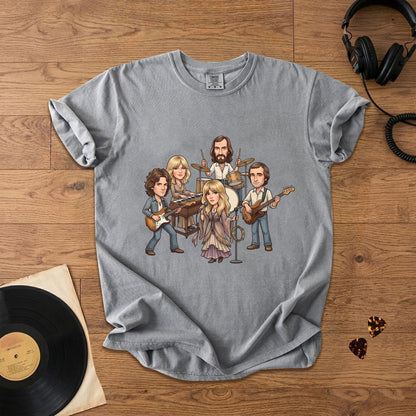 Fleetwood Mac Cartoon Band Graphic T-Shirt – Classic Rock Fan Tee