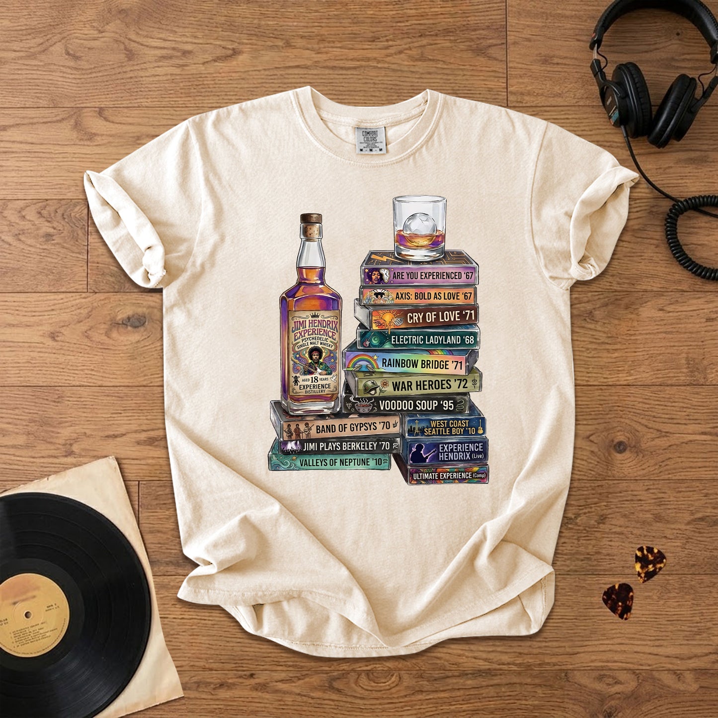 Jimi Hendrix Cassette Album Collection T-Shirt – Retro Rock Music Jimi Hendrix Merch Tee