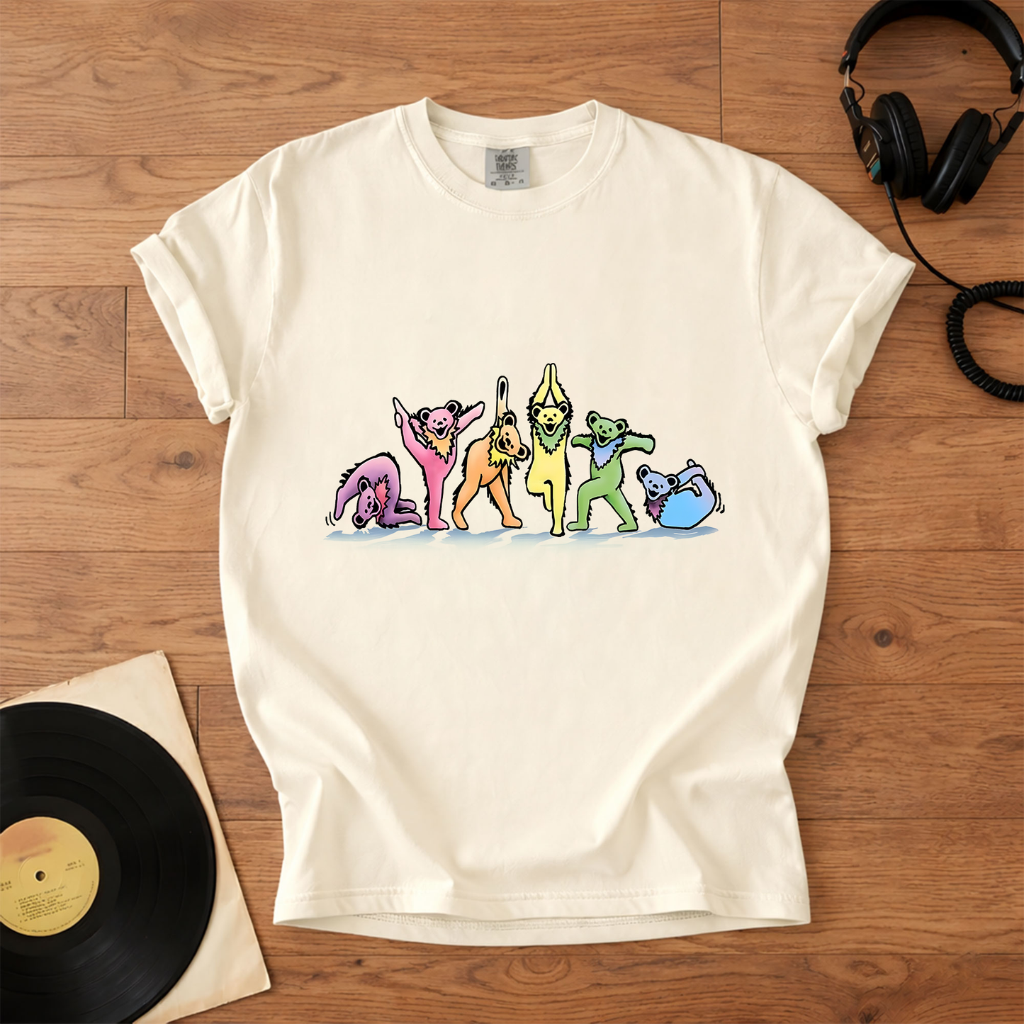 Grateful Dead Dancing Bears Yoga Poses Funny T-Shirt – Retro Music Band Merch Tee