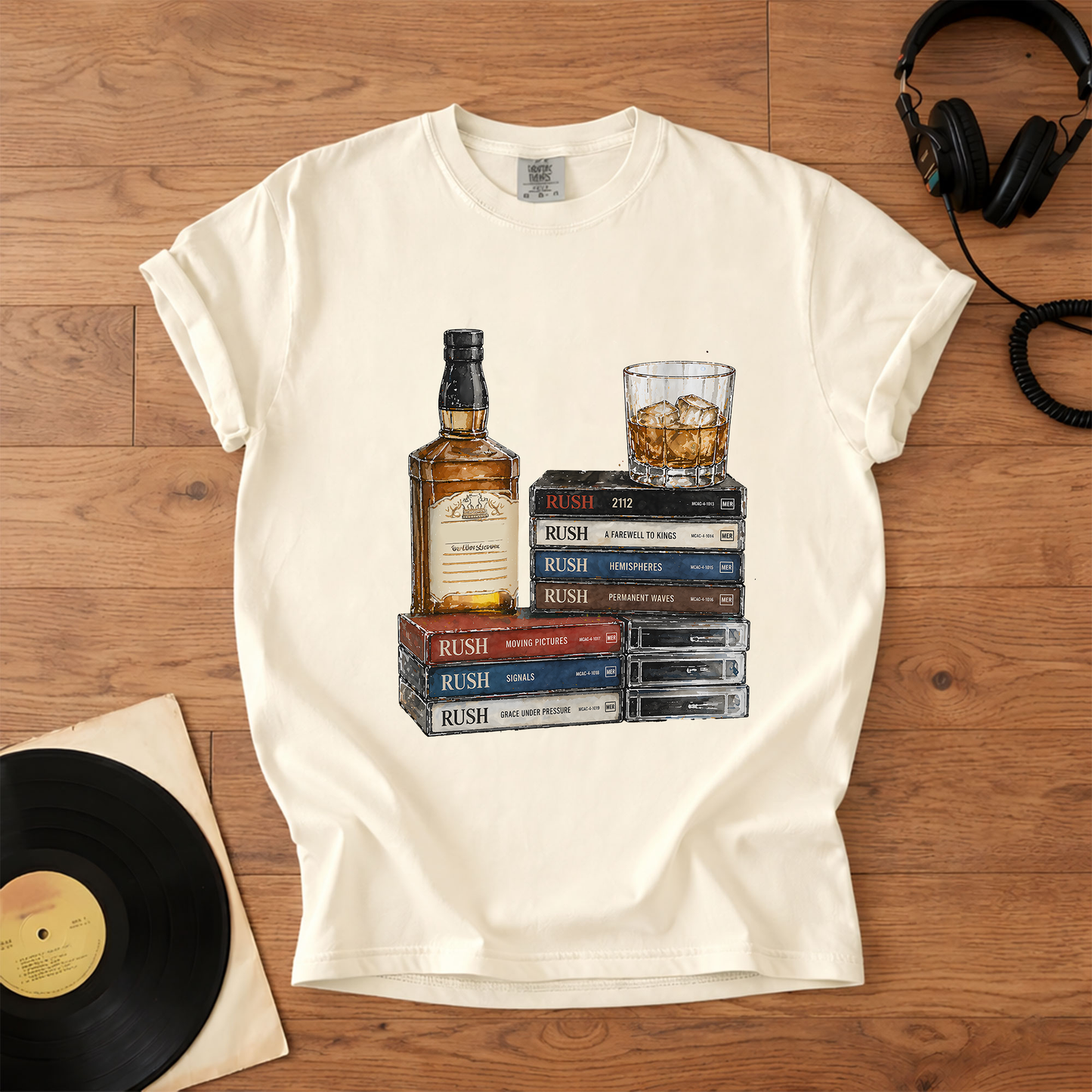 Rush Band Cassette Album Collection T-Shirt – Retro Rock Music Rush Band Merch Tee