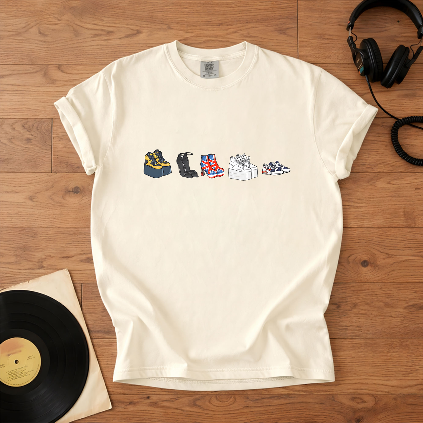 90s Girl Band Shoes Graphic T-Shirt – Retro Music Band Merch Tee