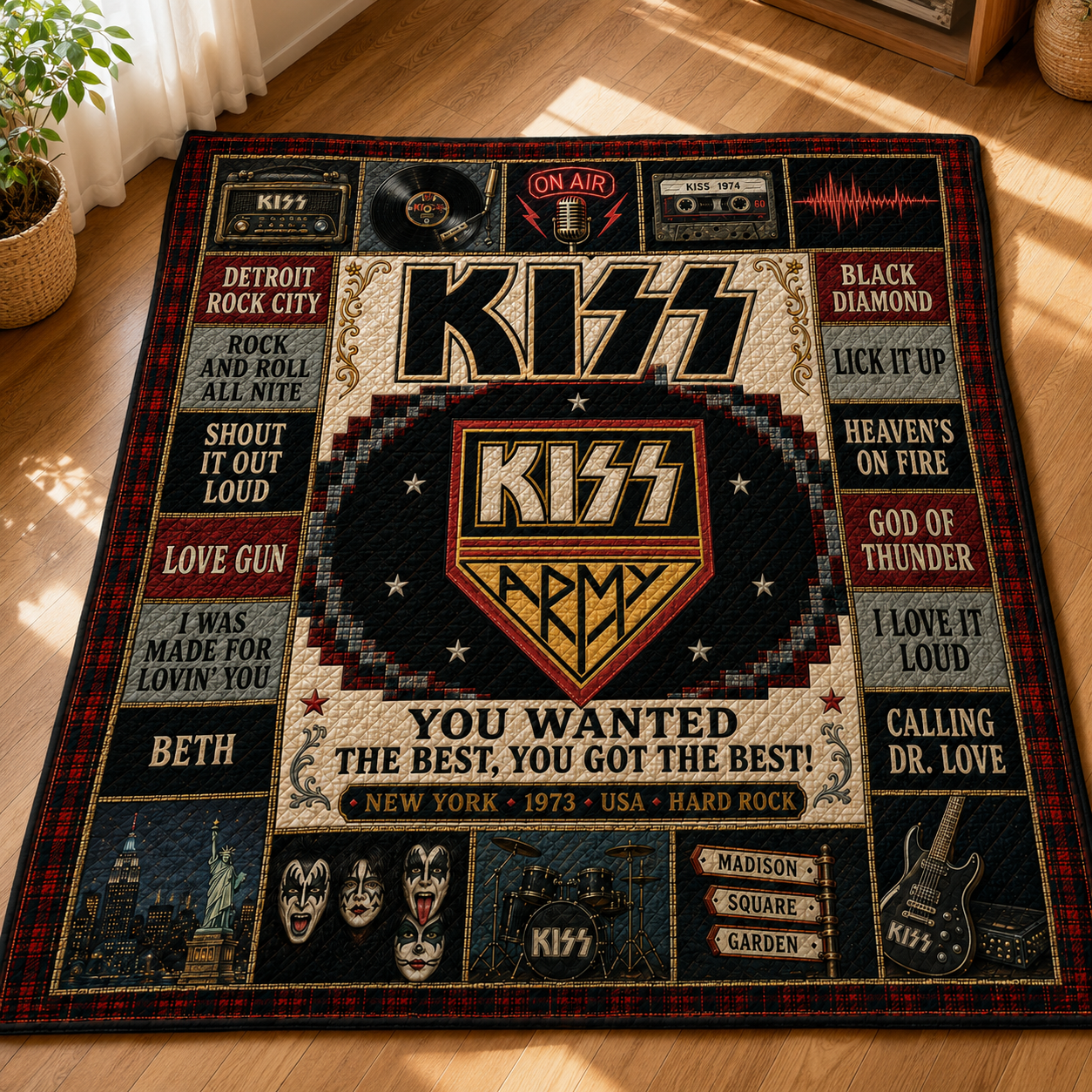 KISS Army New York 1973 Quilt Blanket – Rock And Roll All Nite Vintage High Quality Blanket