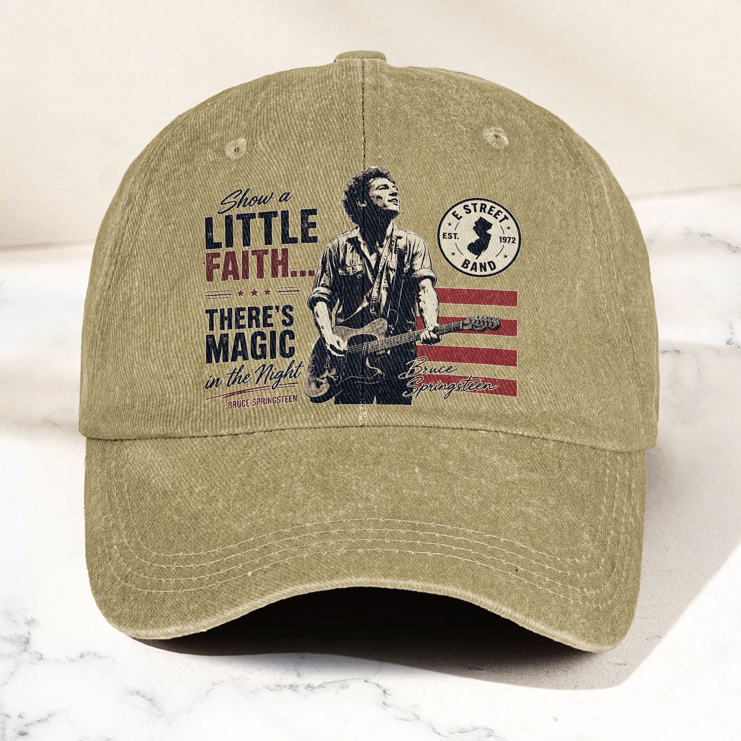Bruce Springsteen Thunder Road Lyrics There's Magic In The Night Denim Cap – Retro Vintage Dad Cap Gift For Dad (With Box)