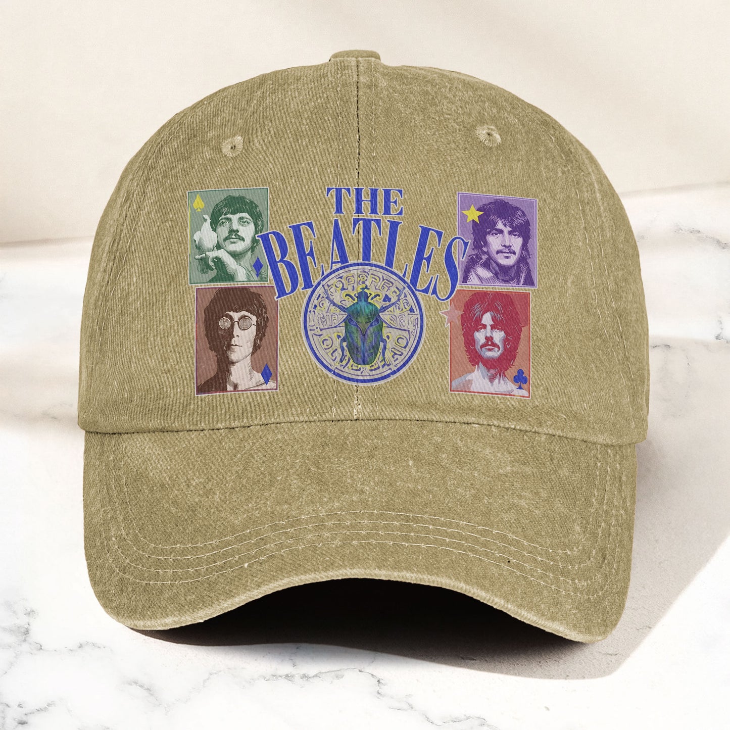 The Beatles Vintage Portraits Graphic Music Merch Denim Cap – Retro Vintage Dad Cap Gift For Dad (With Box)