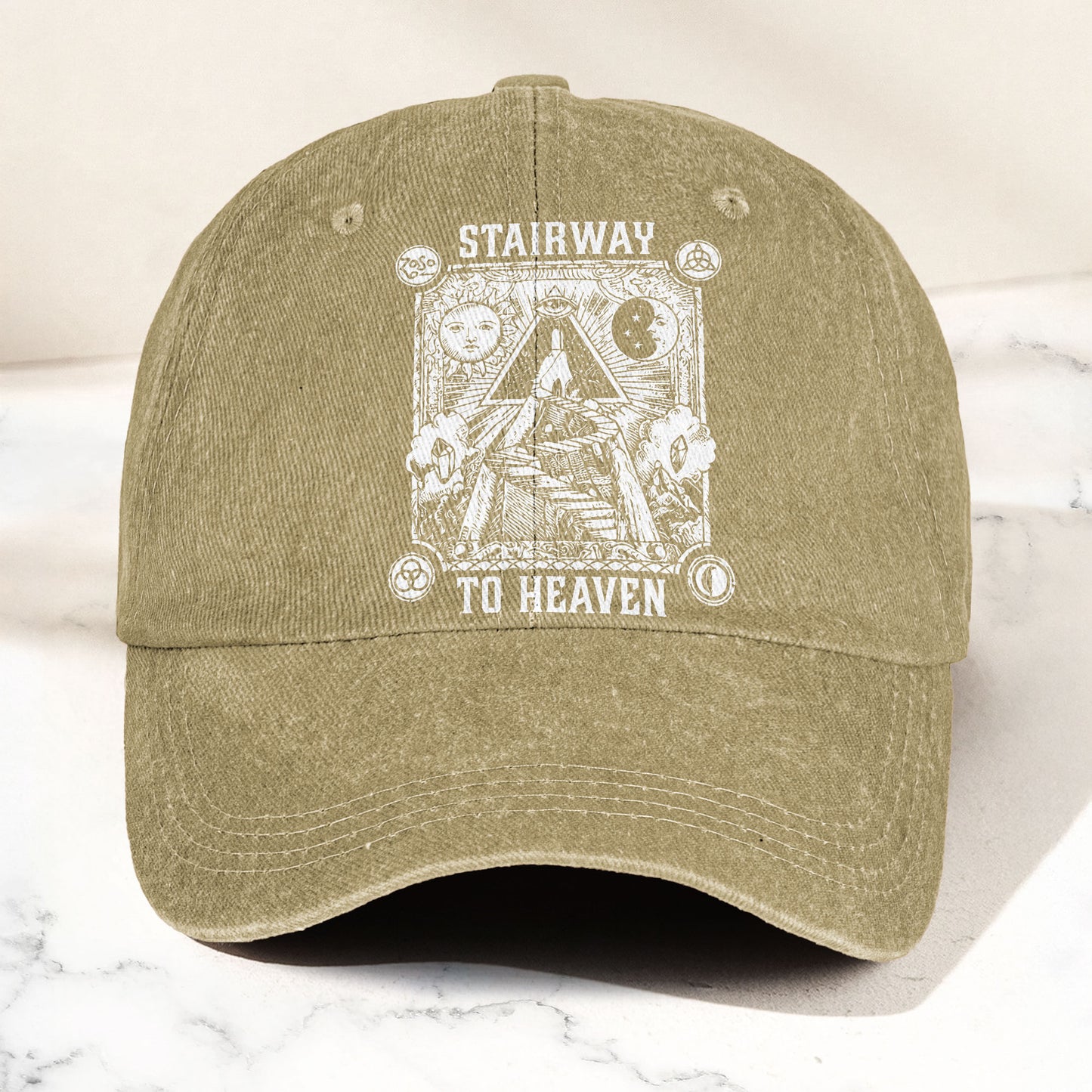 Led Zeppelin Stairway To Heaven Zoso Symbols Music Merch Denim Cap – Retro Vintage Dad Cap Gift For Dad (With Box)