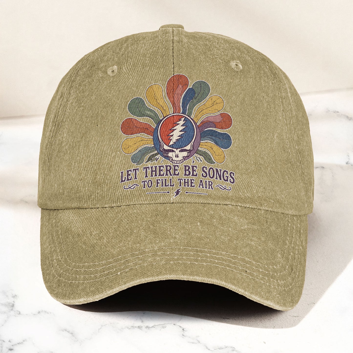 Grateful Dead Ripple Let There Be Songs To Fill The Air Steal Your Face Denim Cap – Retro Vintage Dad Cap Gift For Dad (With Box)