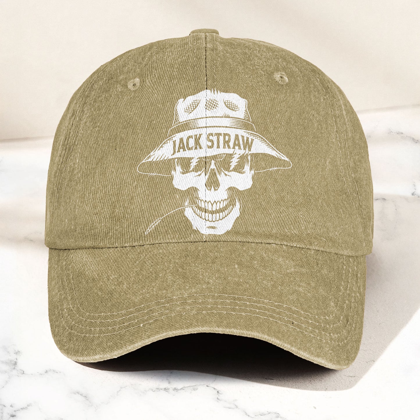 Grateful Dead Jack Straw Skull Lightning Eyes Music Merch Denim Cap – Retro Vintage Dad Cap Gift For Dad (With Box)