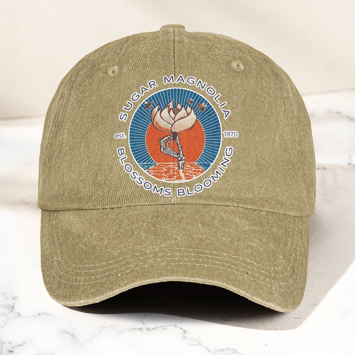 Grateful Dead Sugar Magnolia Blossoms Blooming Vintage Denim Cap – Retro Vintage Dad Cap Gift For Dad (With Box)