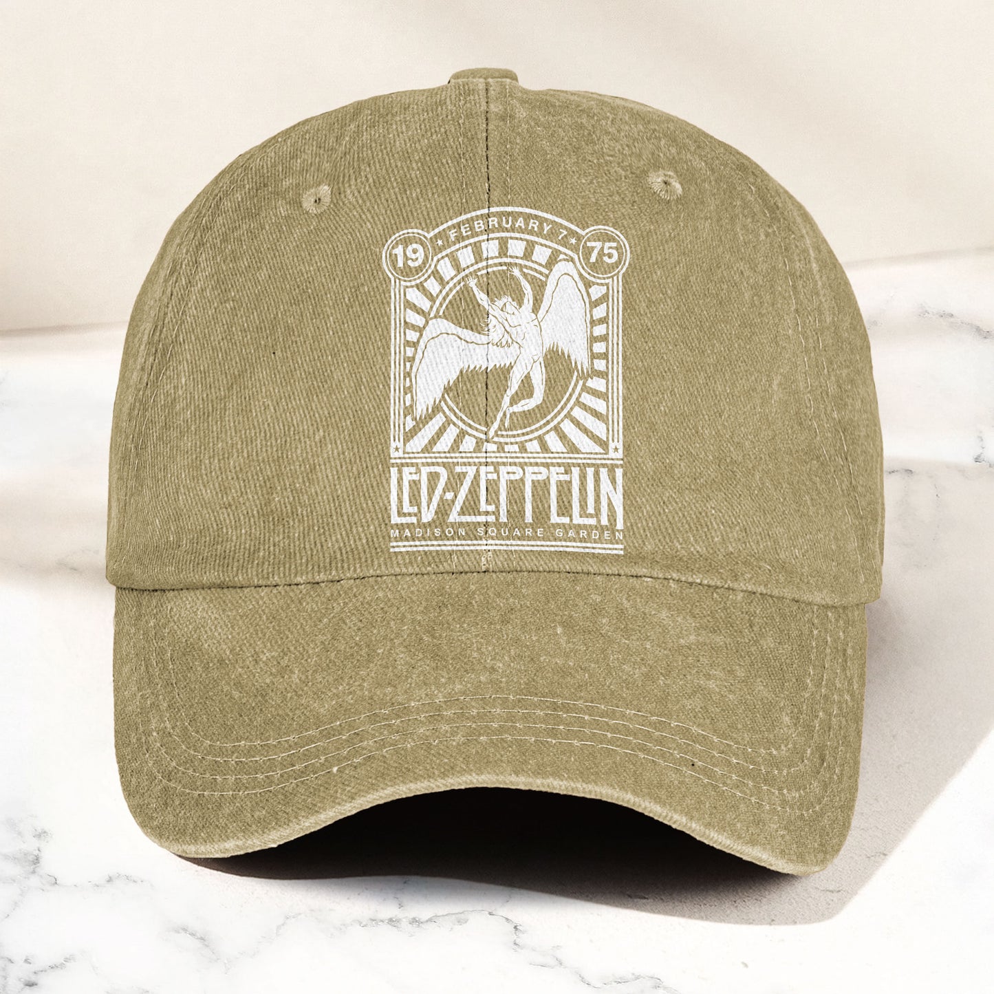 Led Zeppelin 1975 Madison Square Garden Concert Graphic Denim Cap – Retro Vintage Dad Cap Gift For Dad (With Box)