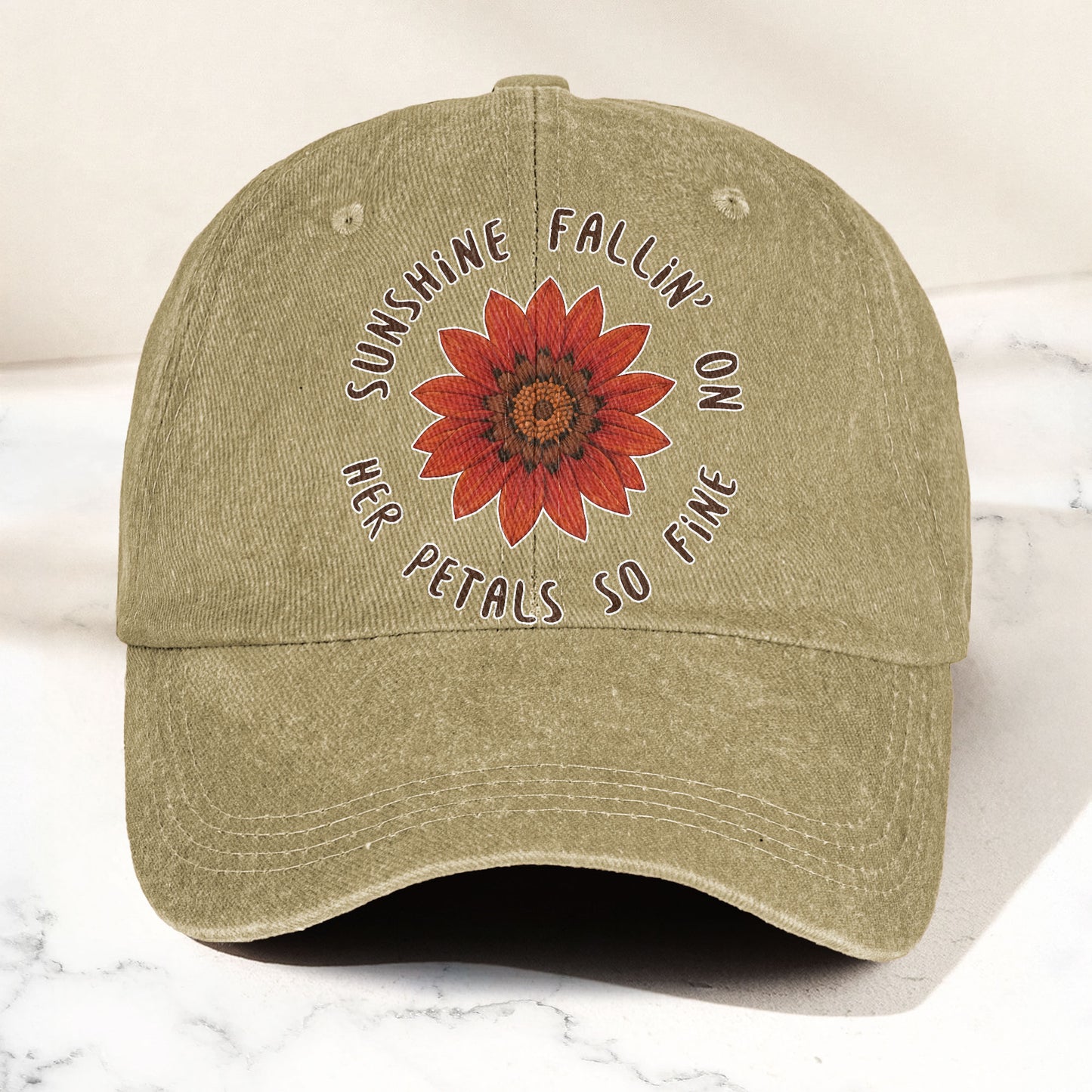 Grateful Dead Red Daisy Sunshine Fallin' On Her Petals So Fine Lyrics Music Merch Denim Cap – Retro Vintage Dad Cap Gift For Dad (With Box)