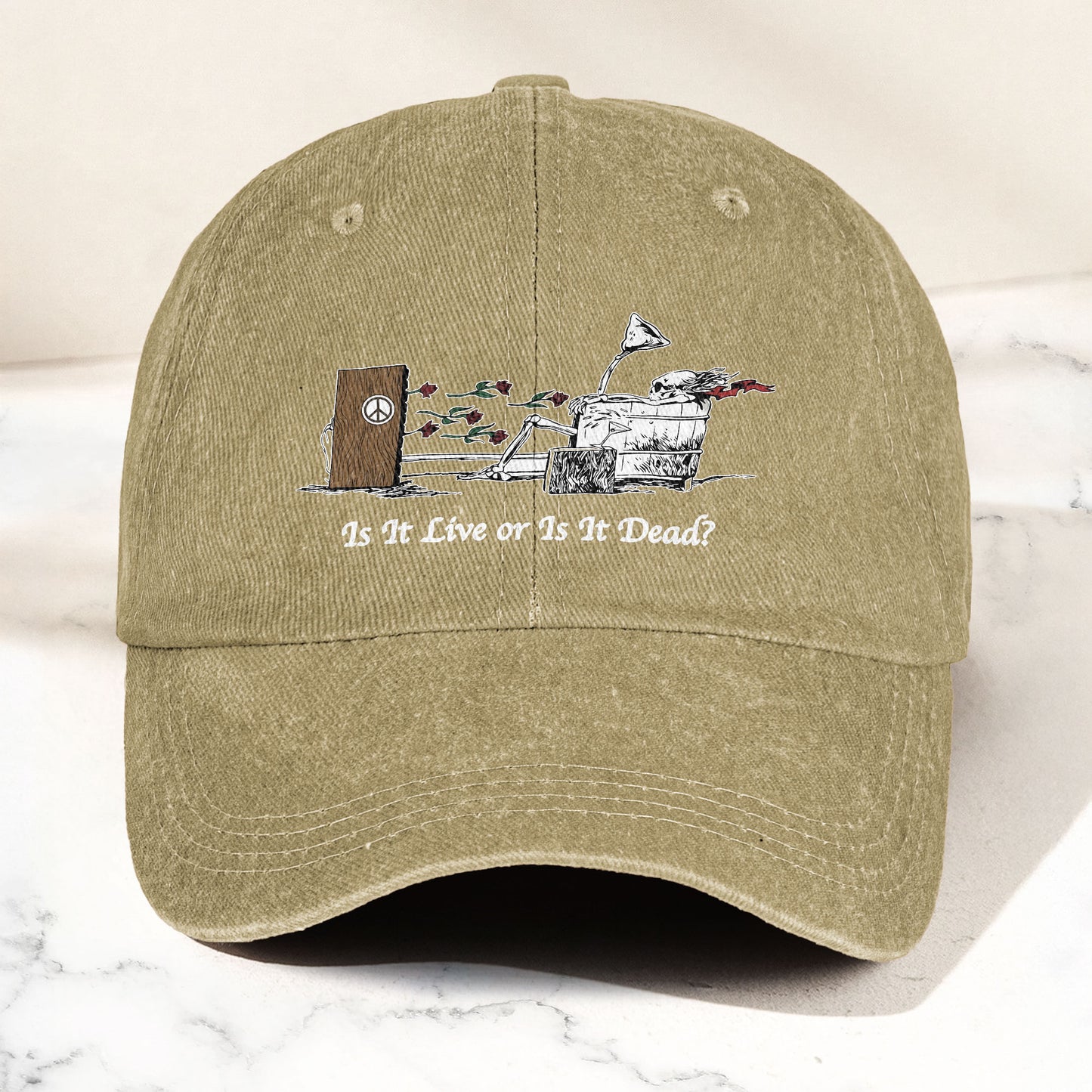 Grateful Dead Is It Live Or Is It Dead Music Merch Denim Cap – Retro Vintage Dad Cap Gift For Dad (With Box)