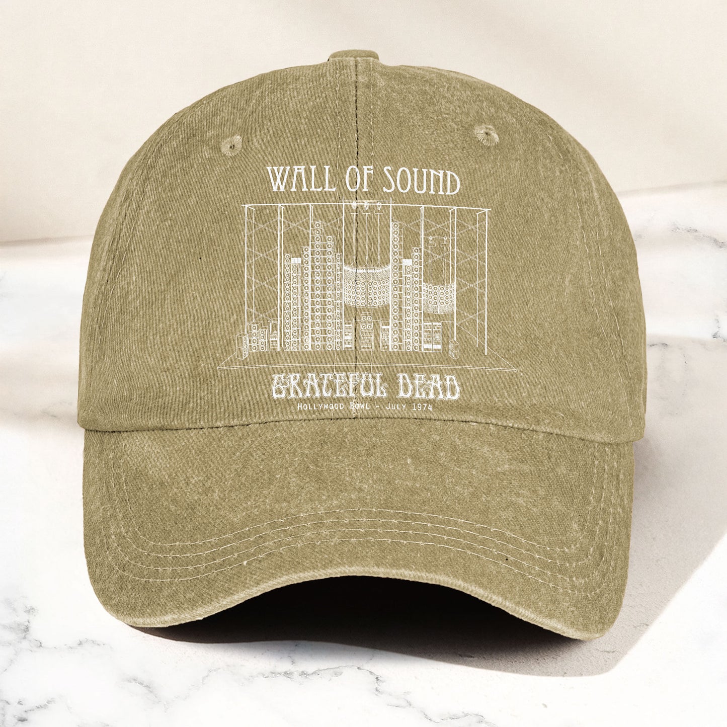 Grateful Dead Wall of Sound 1974 Hollywood Bowl Music Merch Denim Cap – Retro Vintage Dad Cap Gift For Dad (With Box)