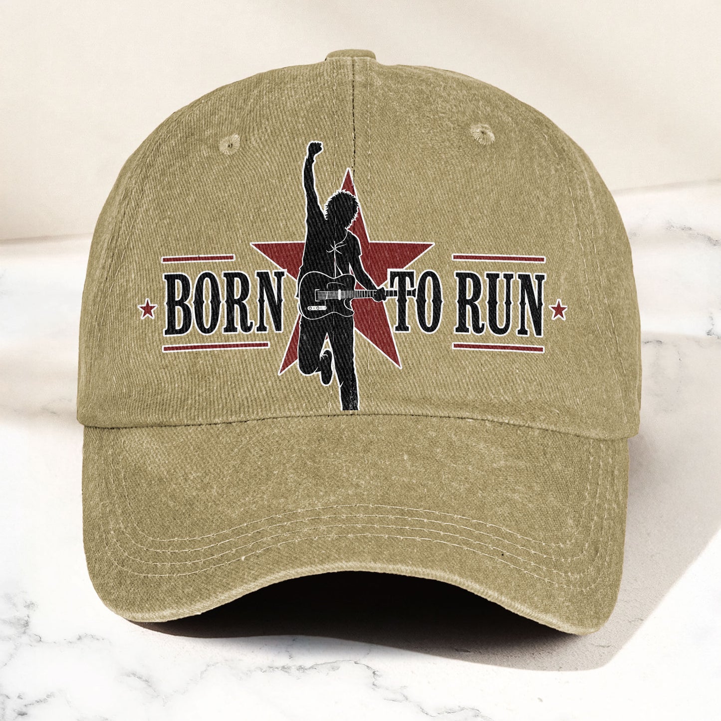 Bruce Springsteen Born To Run Music Merch Denim Cap – Retro Vintage Dad Cap Gift For Dad (With Box)