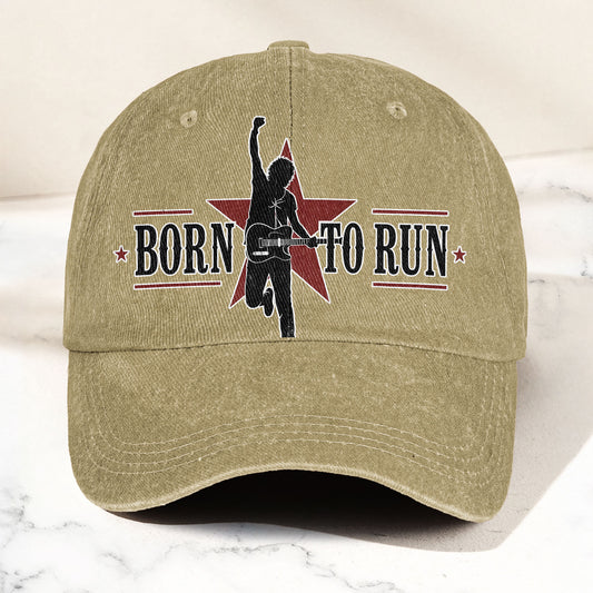 Bruce Springsteen Born To Run Music Merch Denim Cap – Retro Vintage Dad Cap Gift For Dad (With Box)