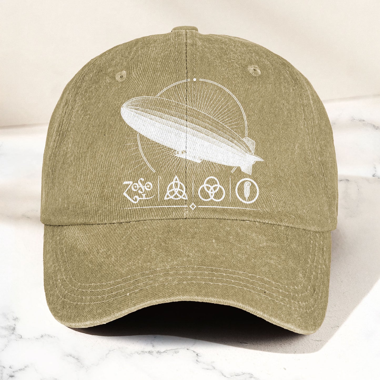 Led Zeppelin Zoso Four Symbols Airship Graphic Music Merch Denim Cap – Retro Vintage Dad Cap Gift For Dad (With Box)