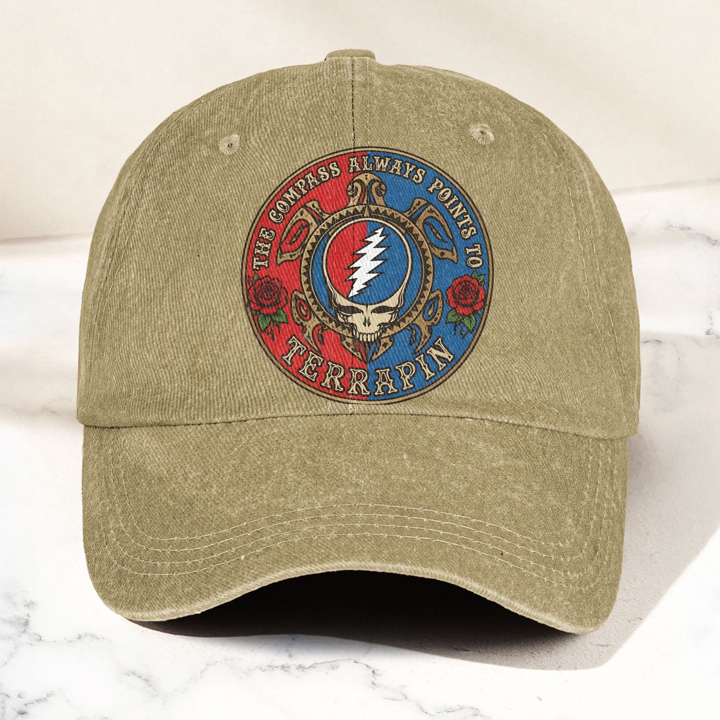 Grateful Dead Terrapin Station Compass Points Denim Cap – Retro Vintage Dad Cap Gift For Dad (With Box)