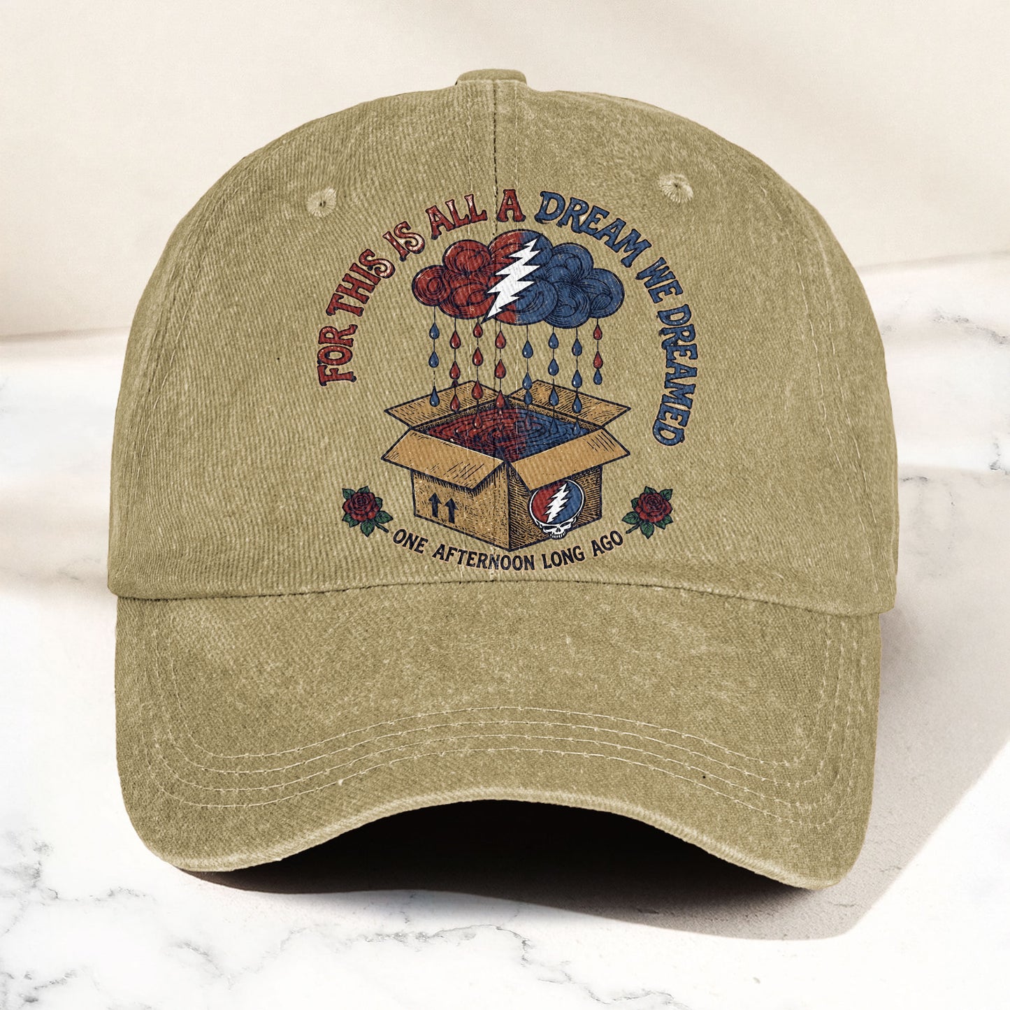Grateful Dead Box Of Rain Dream We Dreamed Music Merch Denim Cap – Retro Vintage Dad Cap Gift For Dad (With Box)