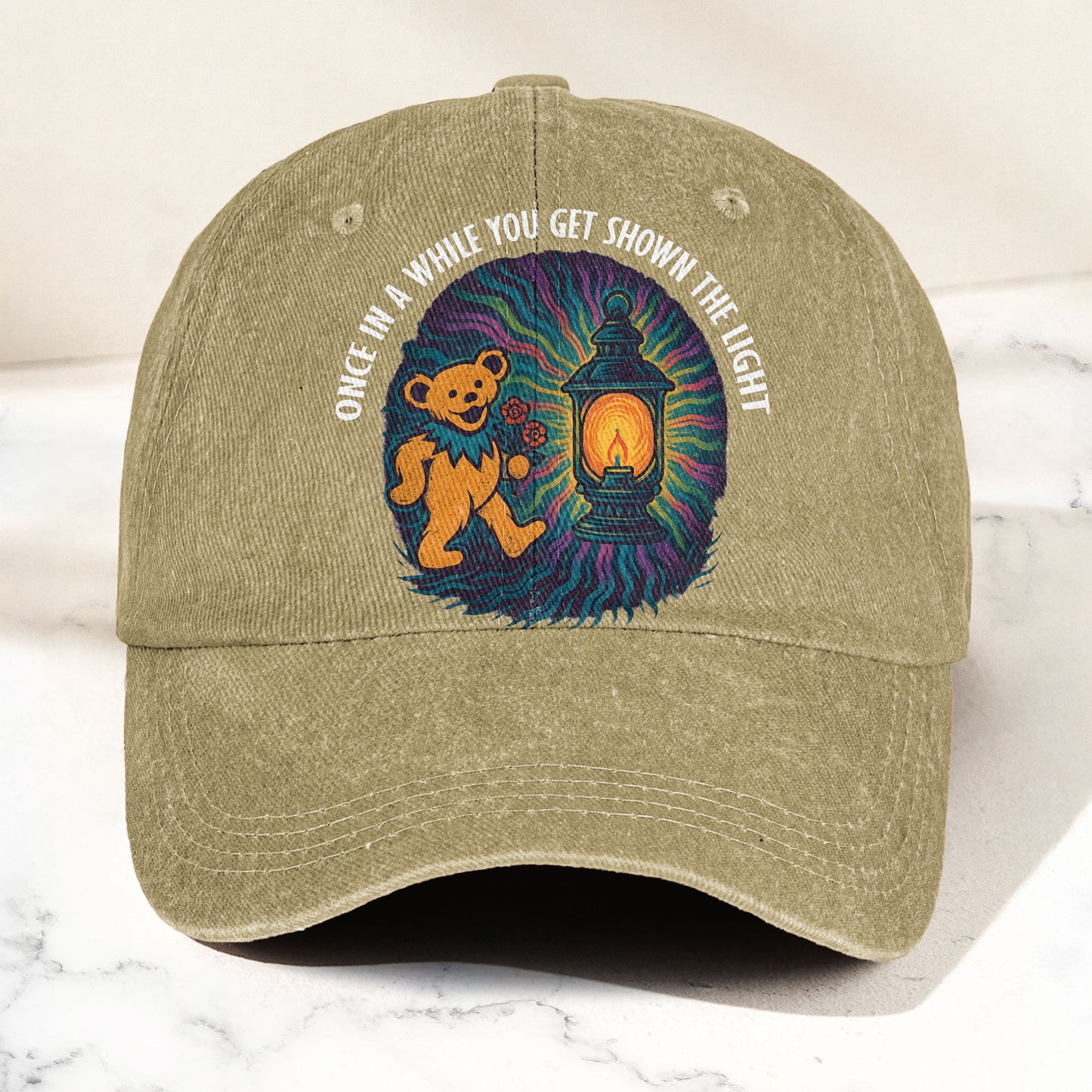 Grateful Dead Scarlet Begonias Shown The Light Dancing Bear Denim Cap – Retro Vintage Dad Cap Gift For Dad (With Box)