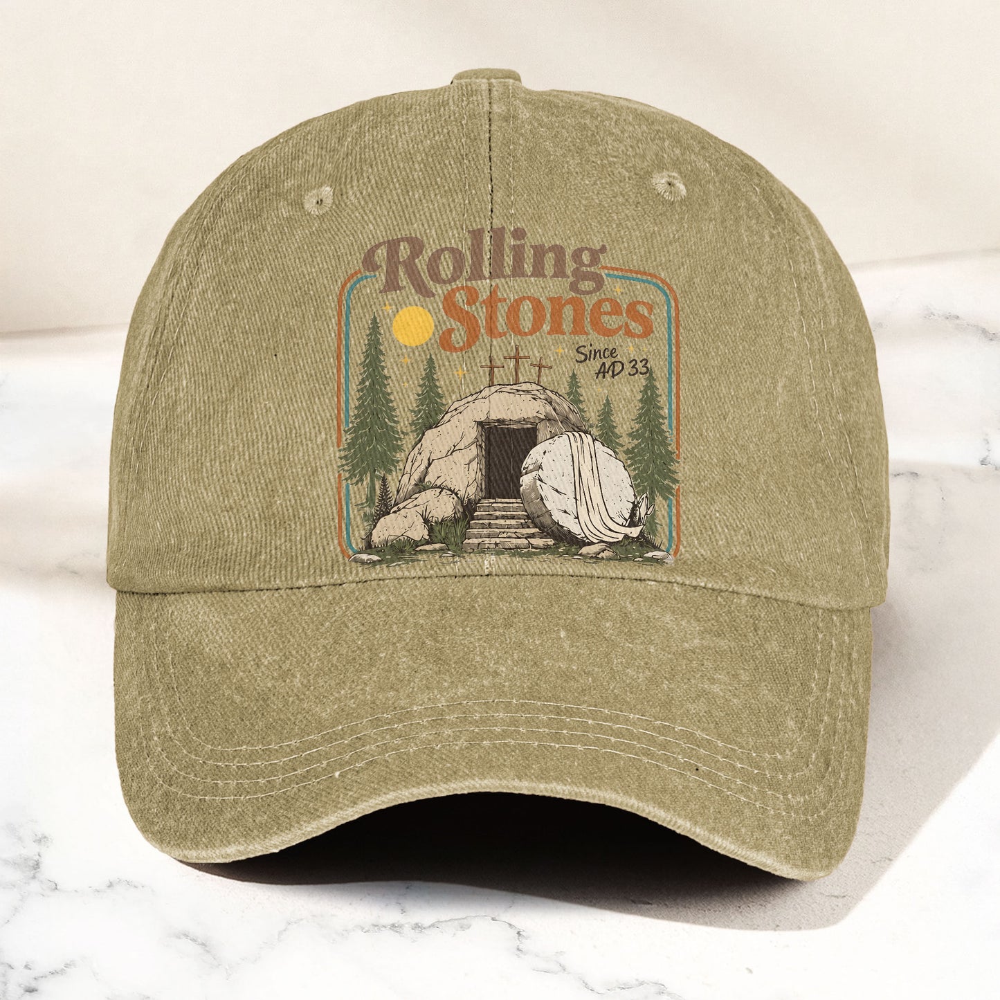 The Rolling Stones Christian Parody Empty Tomb Music Merch Denim Cap – Retro Vintage Dad Cap Gift For Dad (With Box)