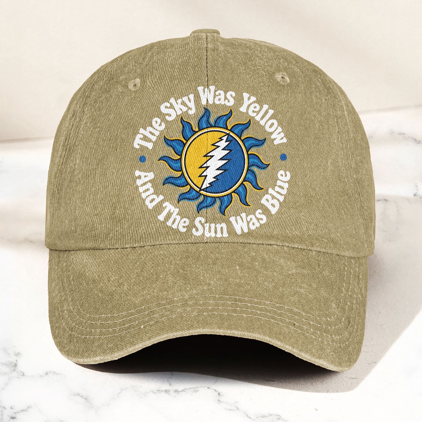 Grateful Dead Scarlet Begonias Lyrics Yellow Sky Blue Sun Denim Cap – Retro Vintage Dad Cap Gift For Dad (With Box)