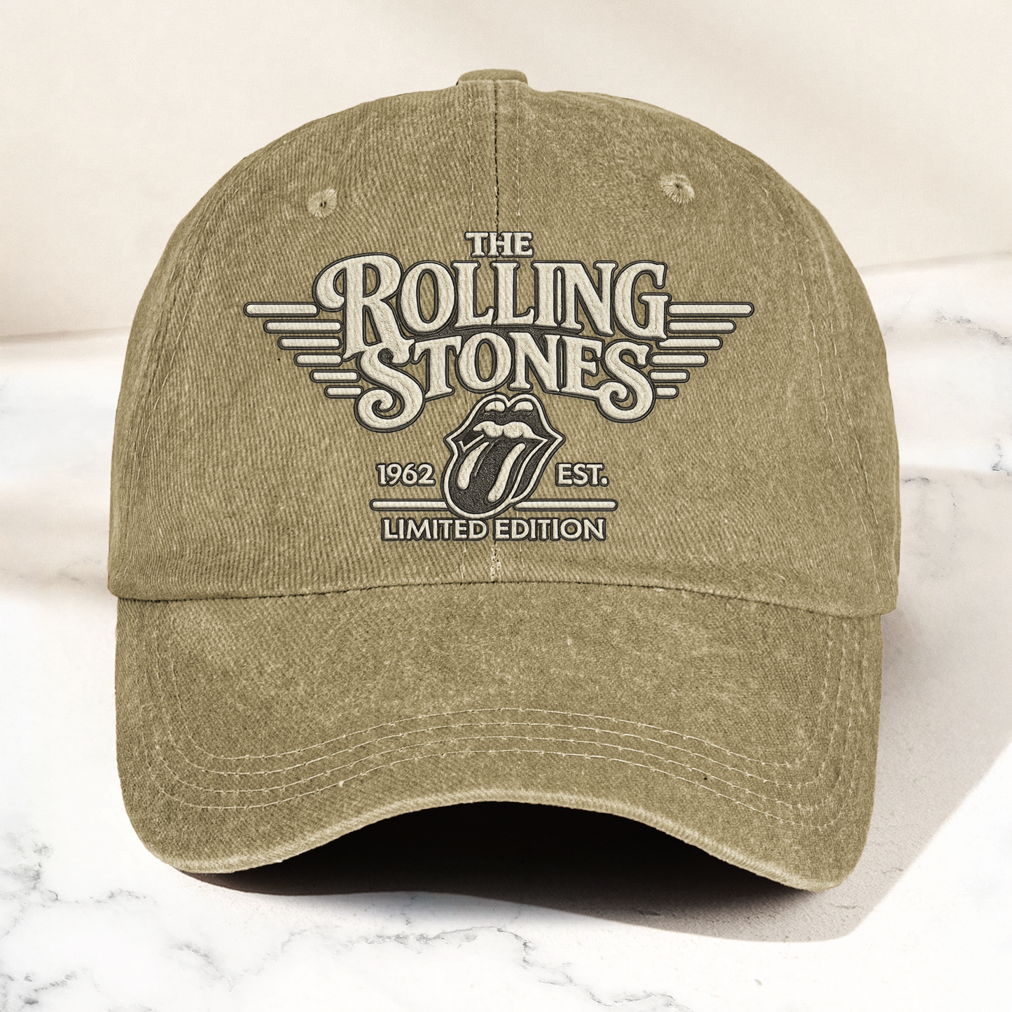 The Rolling Stones Tongue Logo Est 1962 Denim Cap – Retro Vintage Dad Cap Gift For Dad (With Box)