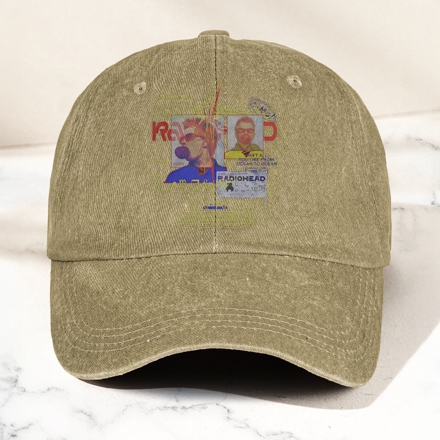 Radiohead 90s Rock Band Graphic Denim Cap – Retro Music Fan Cap Gift For Dad (With Box)