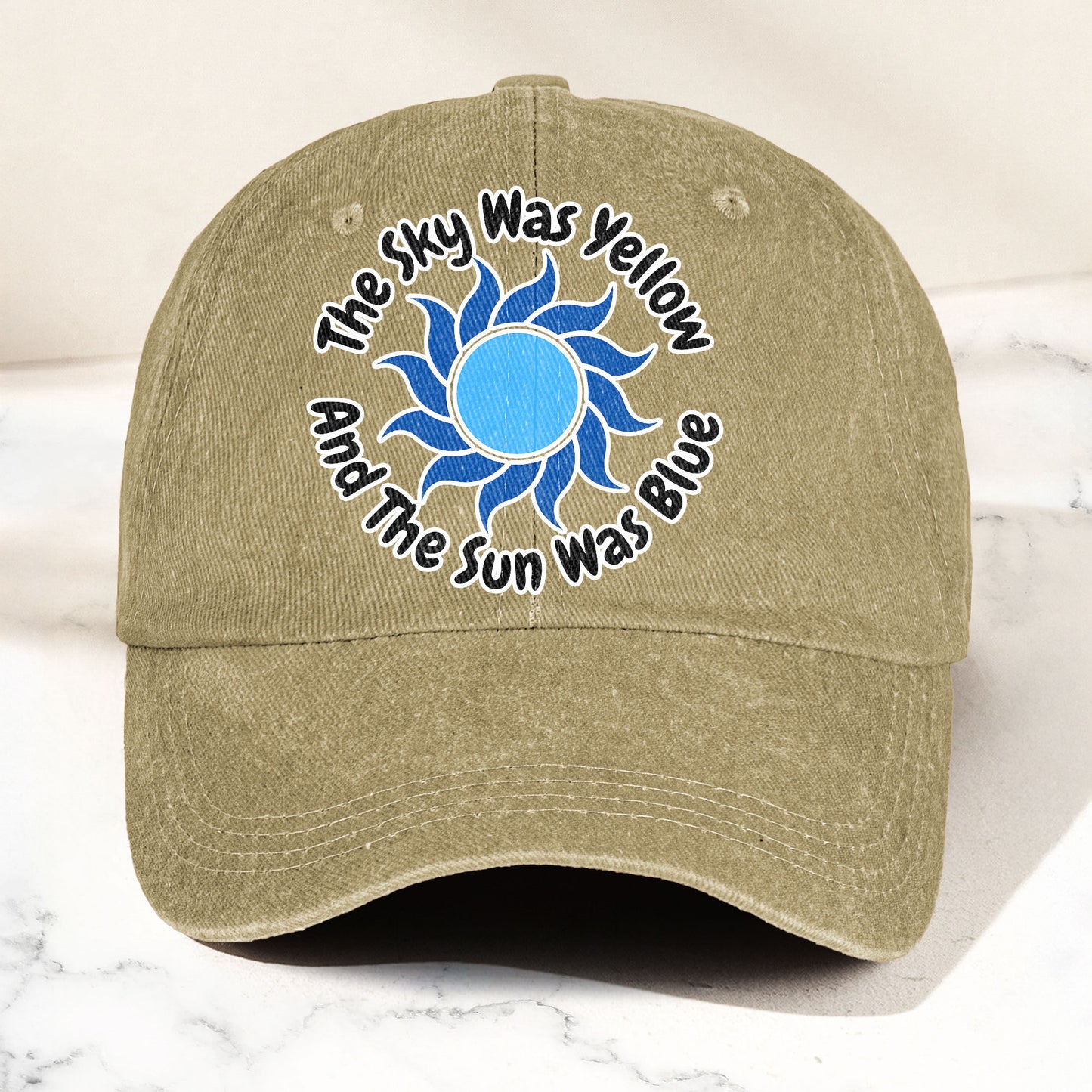 The Sky Was Yellow And The Sun Was Blue Denim Cap – Grateful Dead Tribute Merch Dad Hat (With Box)
