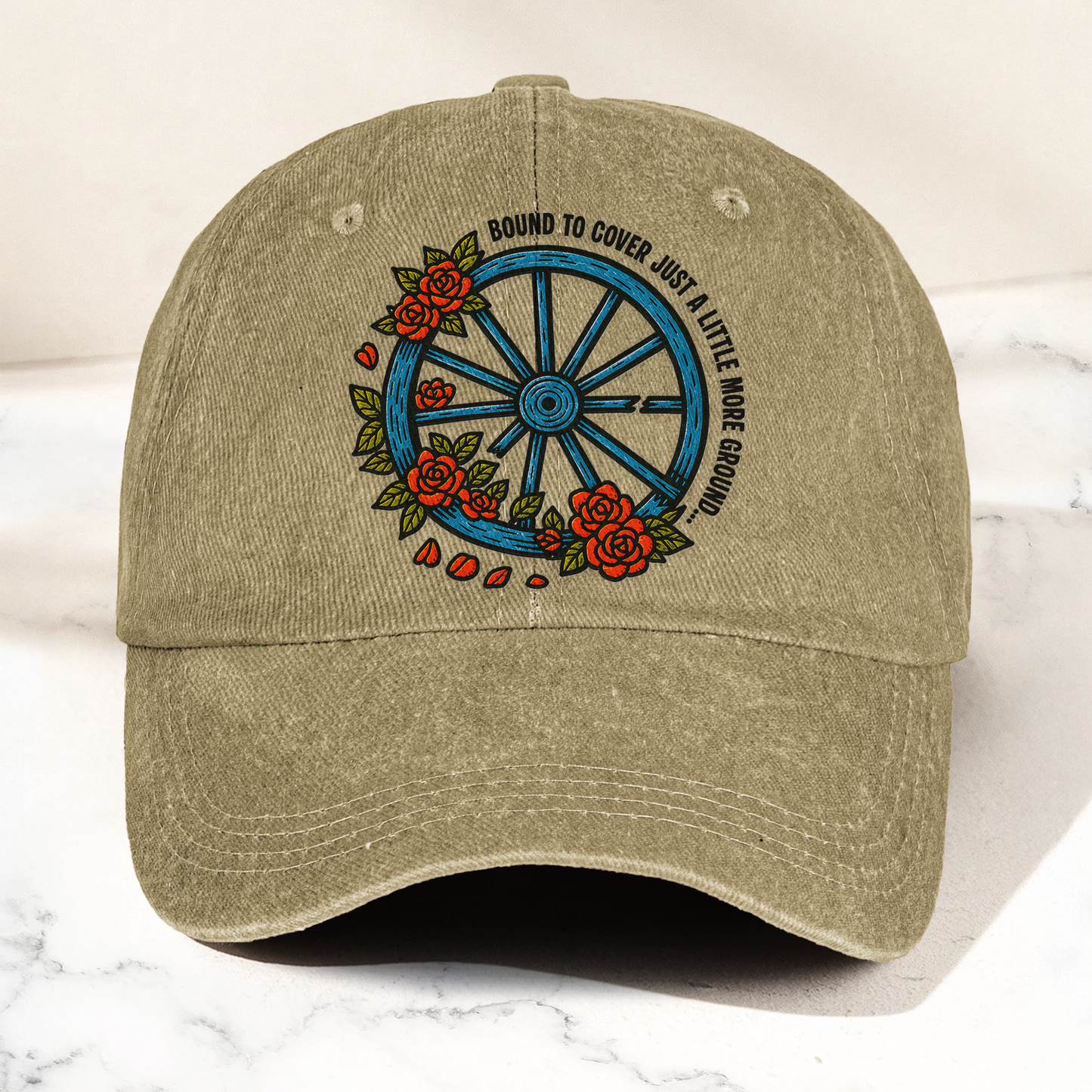 Grateful Dead Bound To Cover Just A Little More Ground Wheel Roses Denim Cap – Retro Vintage Dad Cap Gift For Dad (With Box)