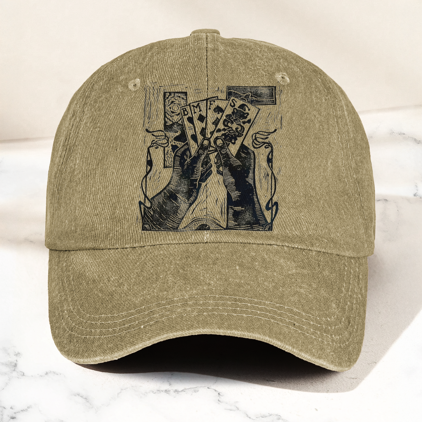 Billy Strings BMFS Playing Cards Woodcut Graphic Music Merch Denim Cap – Retro Vintage Dad Cap Gift For Dad (With Box)