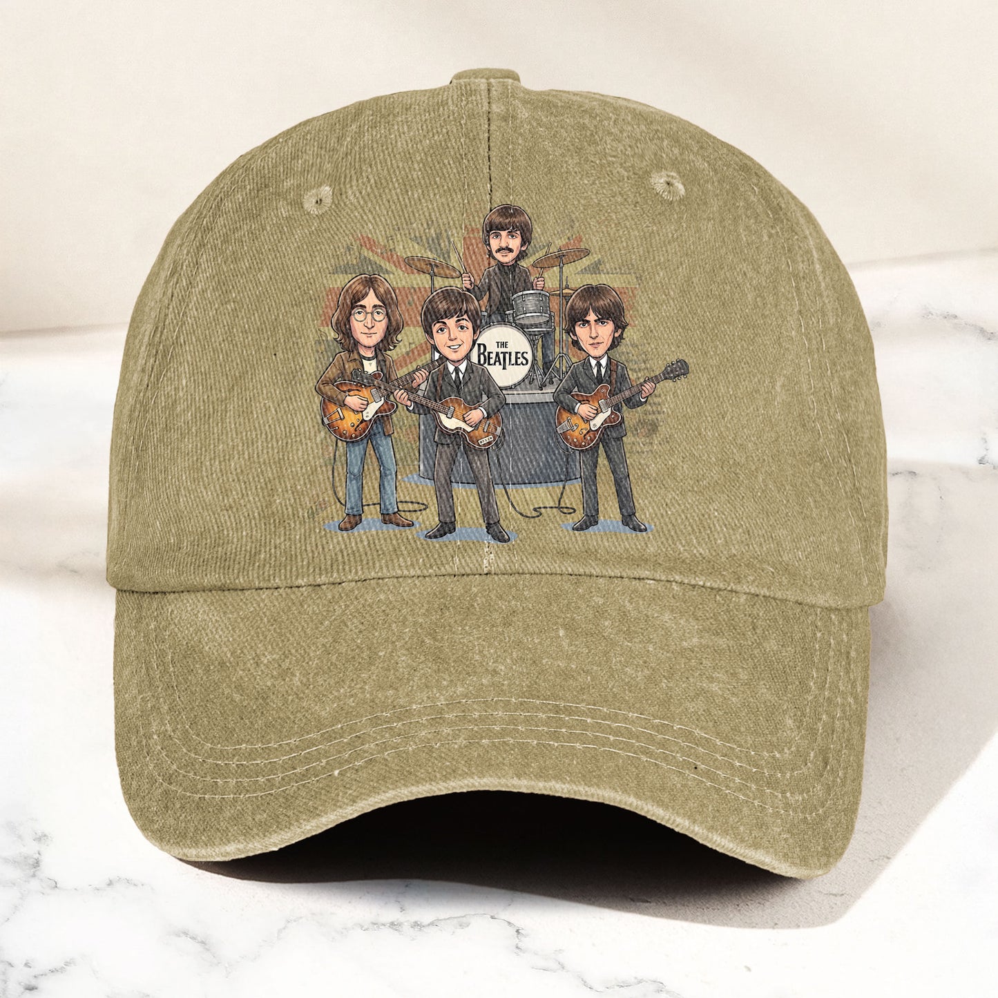 The Beatles And Their Instruments Cartoon Denim Cap – Retro Music Fan Cap Gift For Dad (With Box)