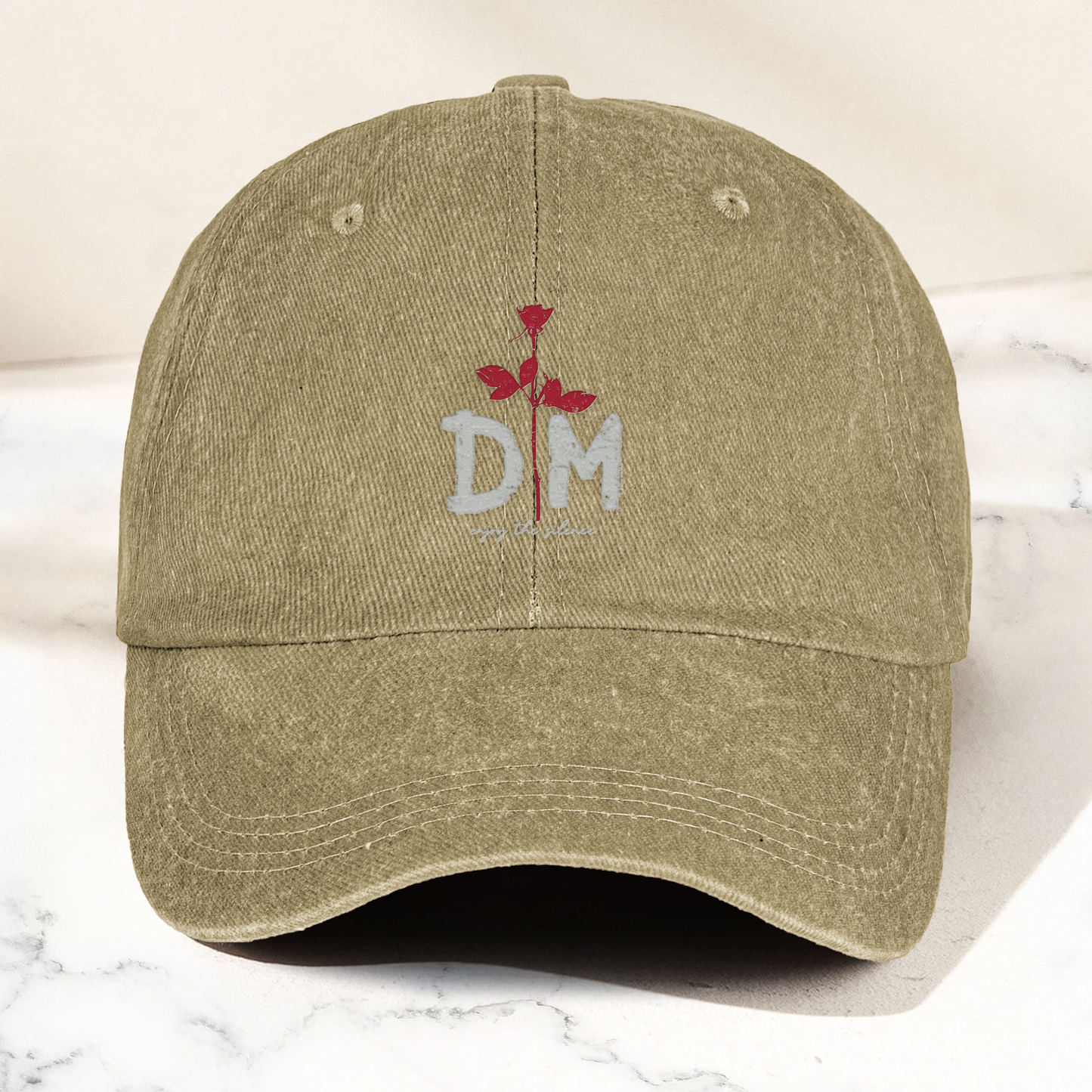 DM Rose Denim Cap – Minimalist Depeche Mode Inspired Dad Hat (With Box)