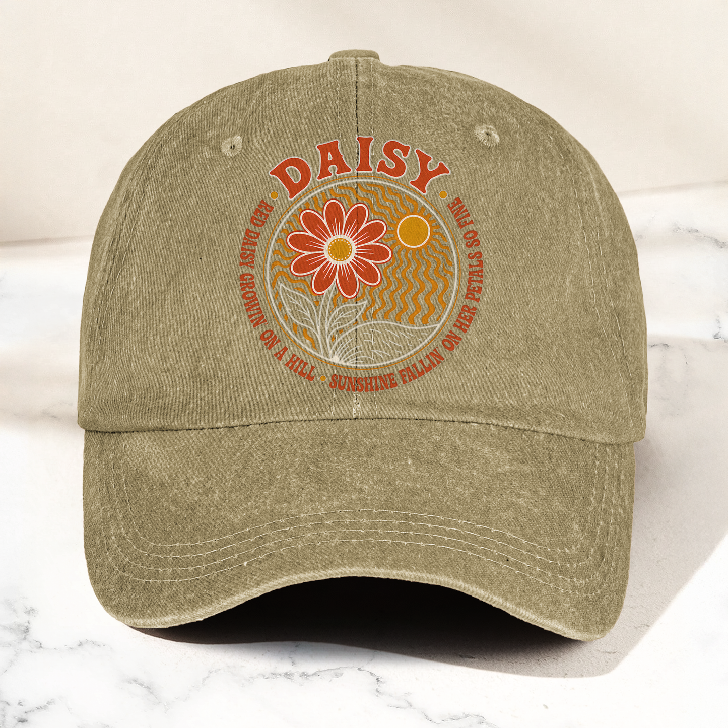 Grateful Dead Red Daisy Lyrics Music Merch Denim Cap – Retro Vintage Dad Cap Gift For Dad (With Box)