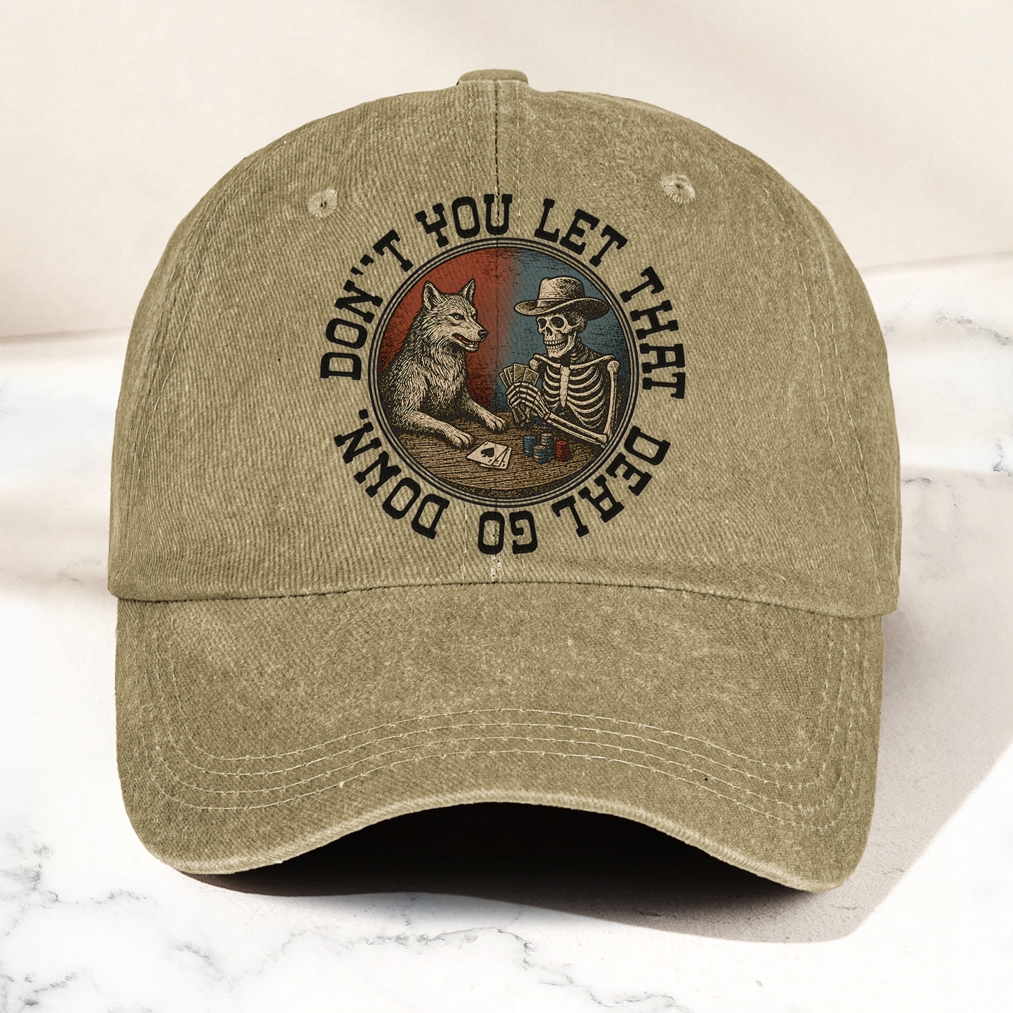 Grateful Dead Don't You Let That Deal Go Down Poker Skeleton Denim Cap – Retro Vintage Dad Cap Gift For Dad (With Box)