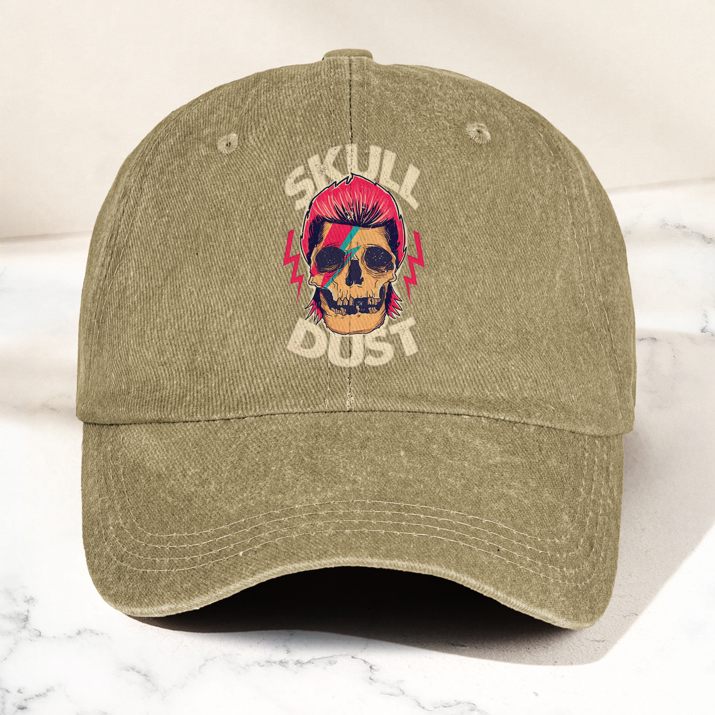 David Bowie Skull Ziggy Stardust Denim Cap – Retro Punk Rock Music Fan Cap Gift For Dad (With Box)
