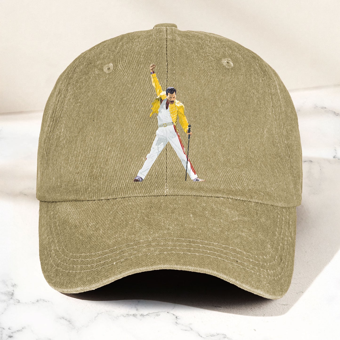 Vintage Freddie Mercury Denim Cap – Queen Band Tribute Merch Dad Hat (With Box)