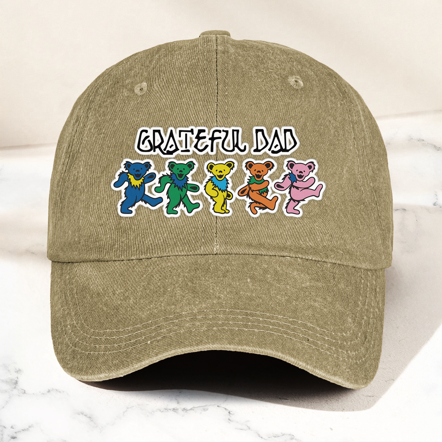 Grateful Dad Denim Cap – Dancing Bears Retro Music Dad Hat (With Box)