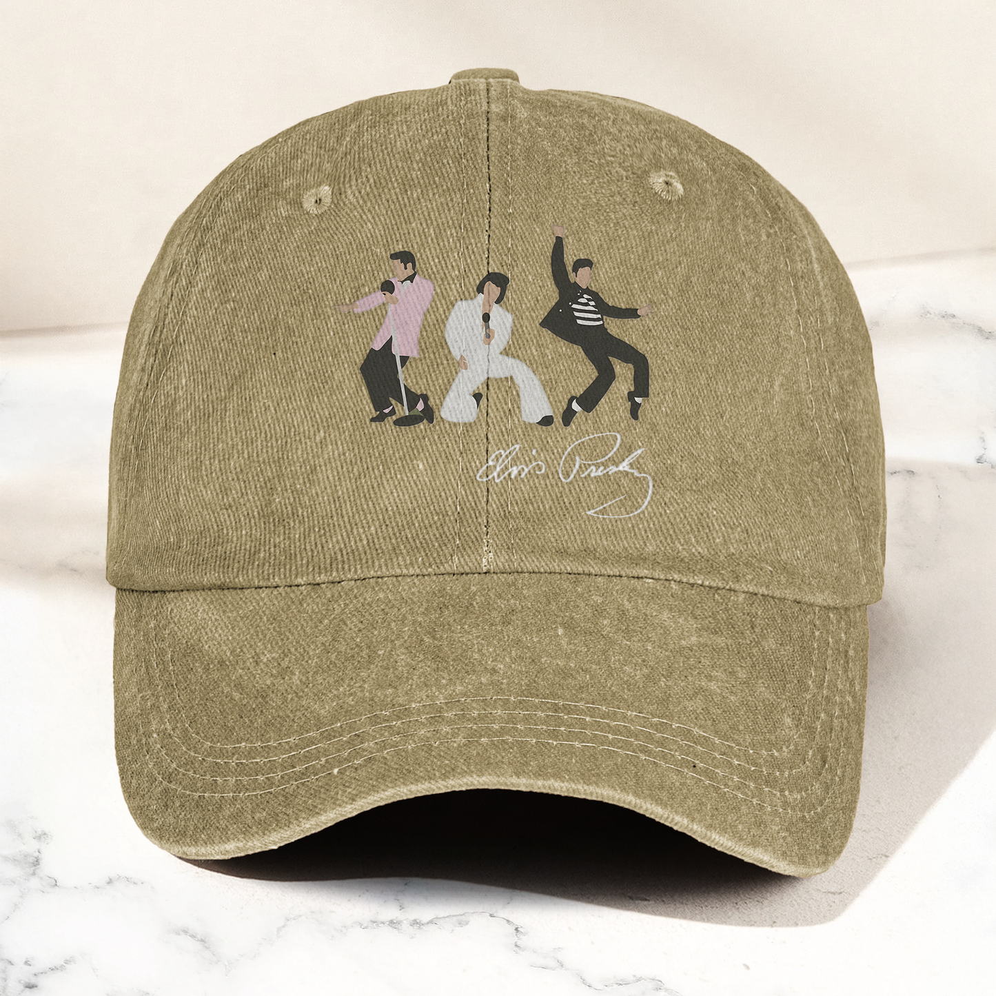 Elvis Presley With Sign Graphic Denim Cap – Vintage Elvis Presley Album Merch Gift for Dad (With Box)